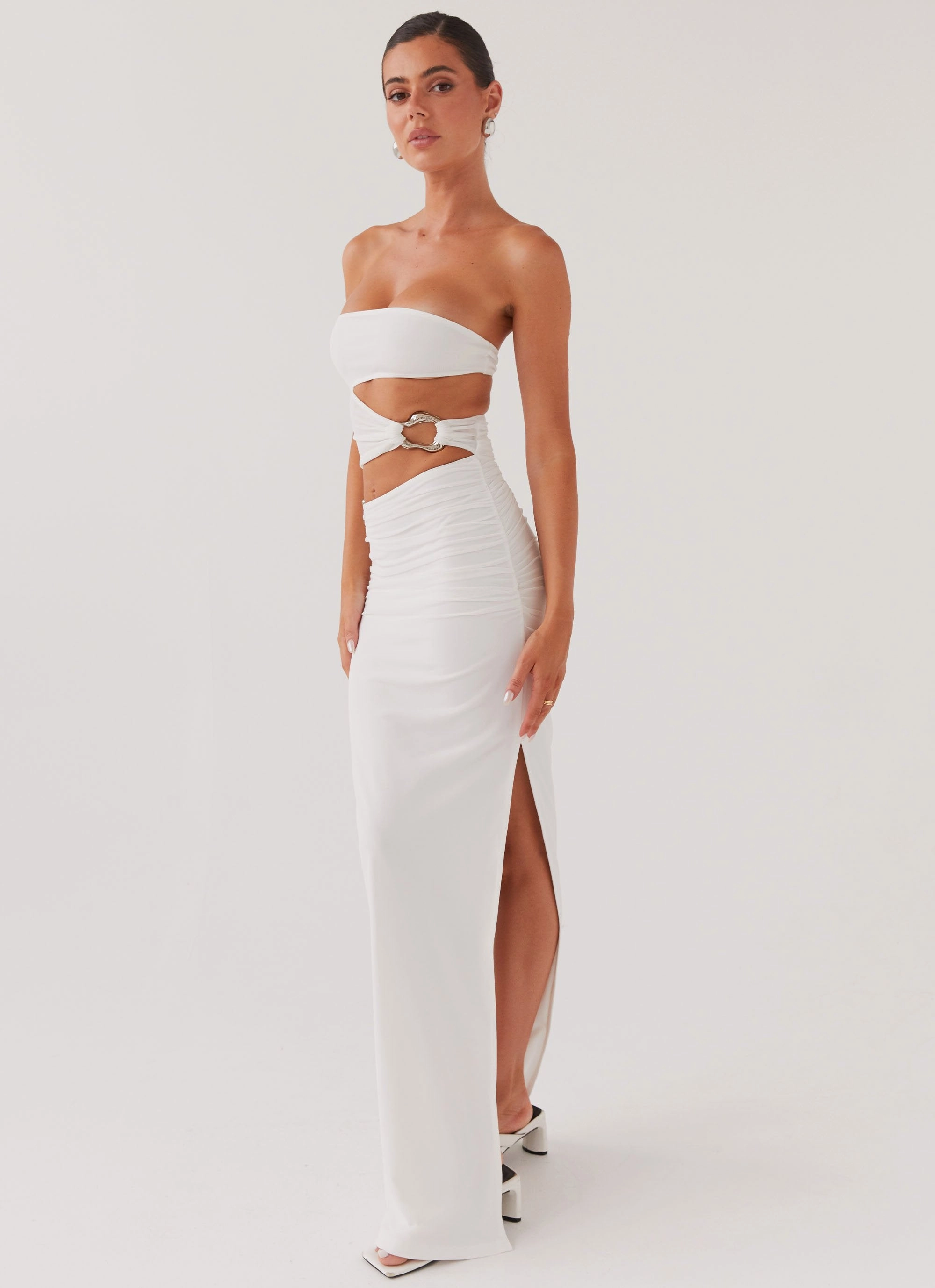 Mood Casual Into Pieces Mesh Maxi Dress - White