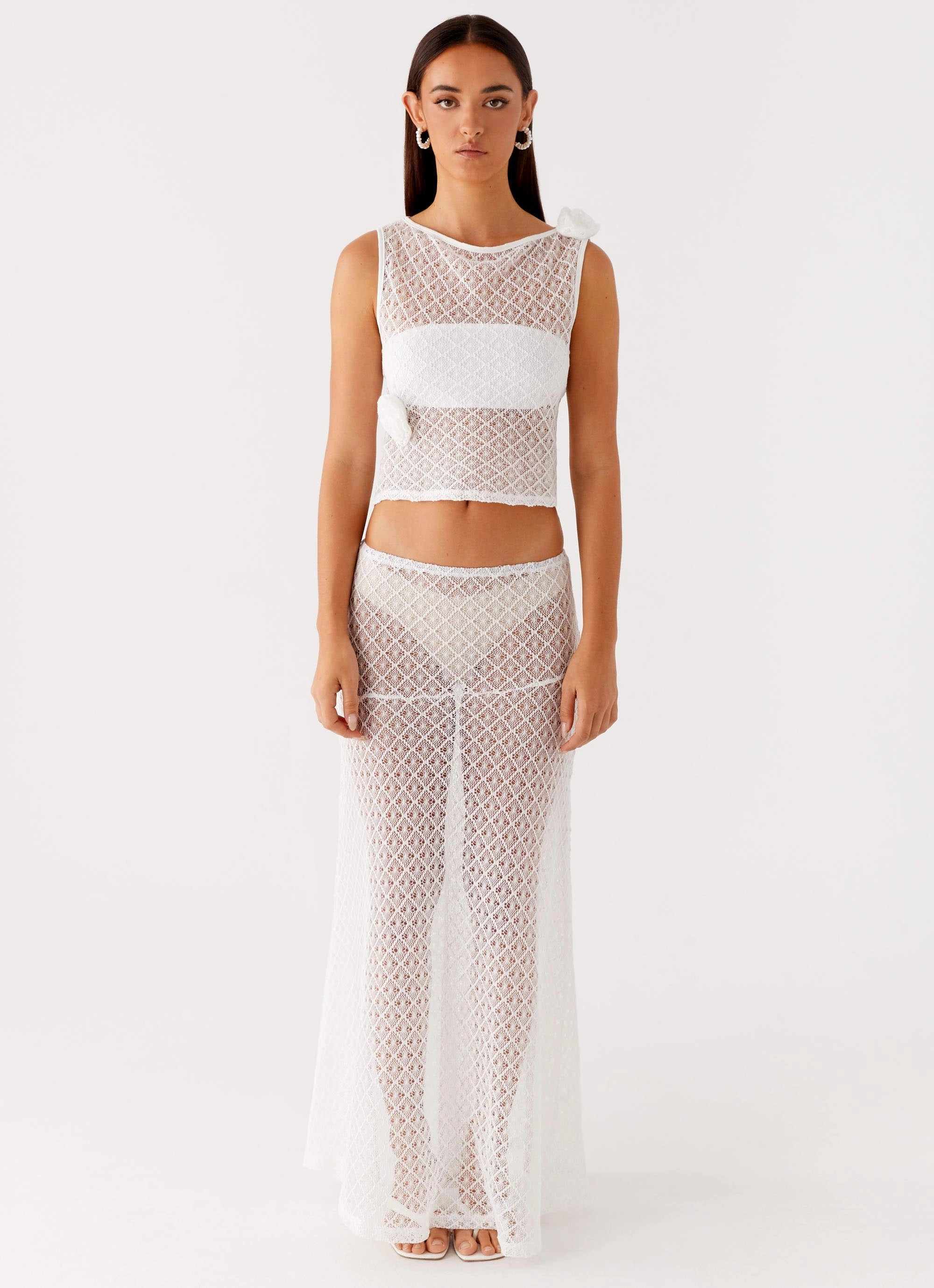 Velli Crochet Maxi Skirt - White Road Trip