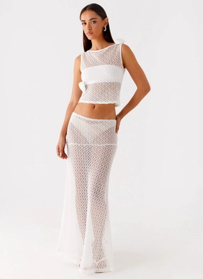 Velli Crochet Maxi Skirt - White Urban Edge Weekend Vibes