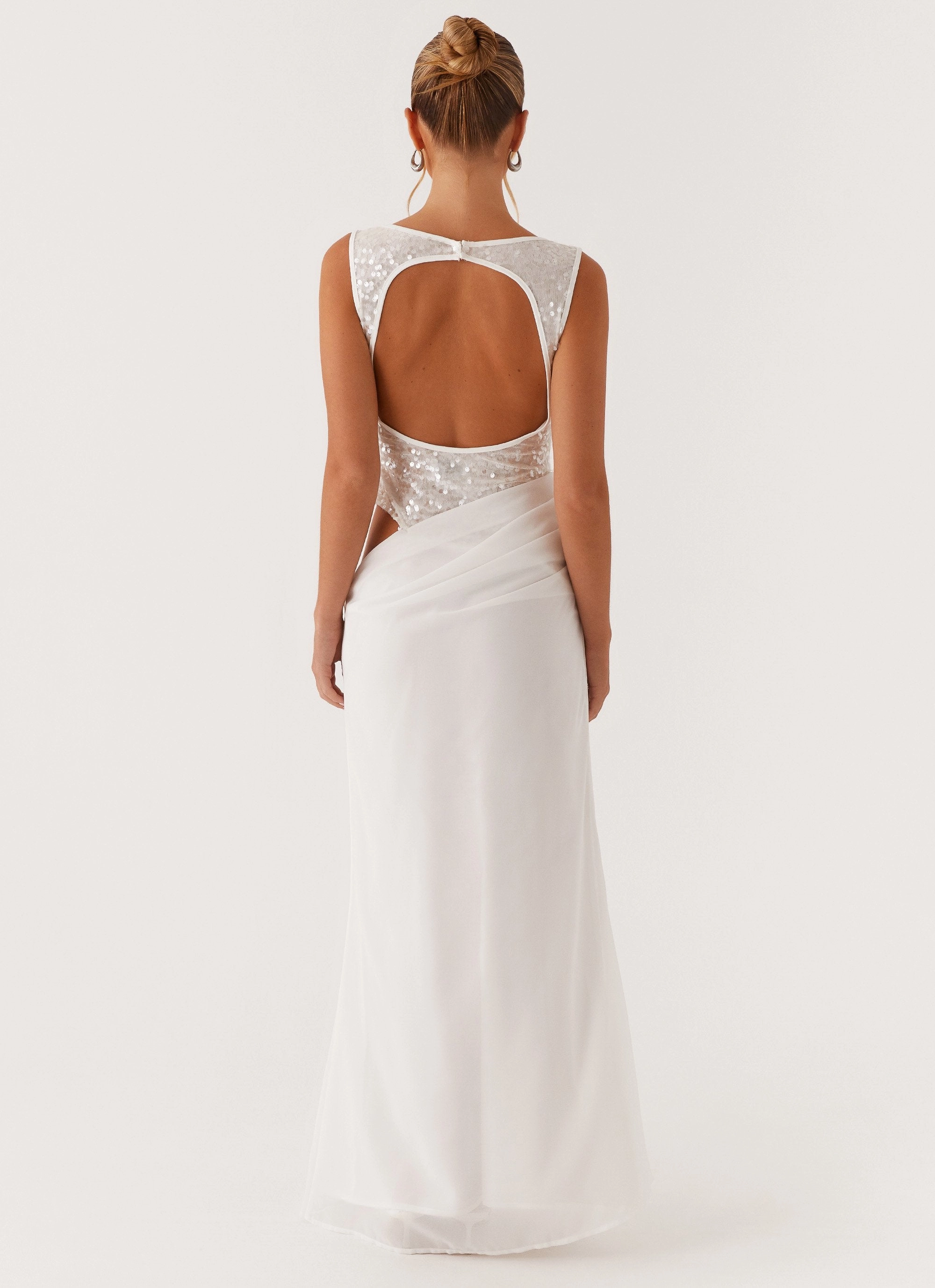 Above Ground Sequin Maxi Dress - White Street Motion Clean Stitch