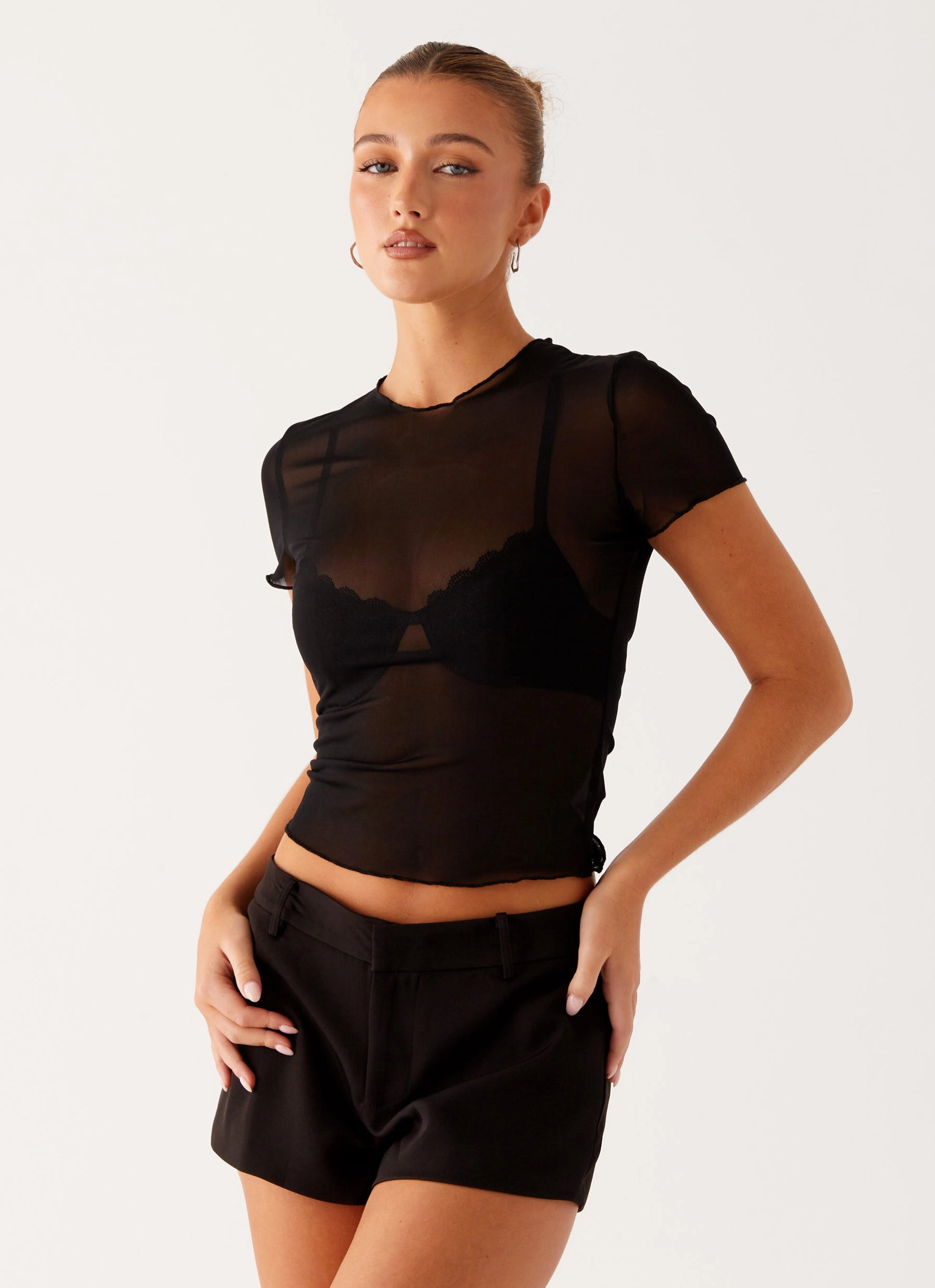 UltraSoftBrushedInterior Soft and Flexible Dalton Mesh T-Shirt - Black