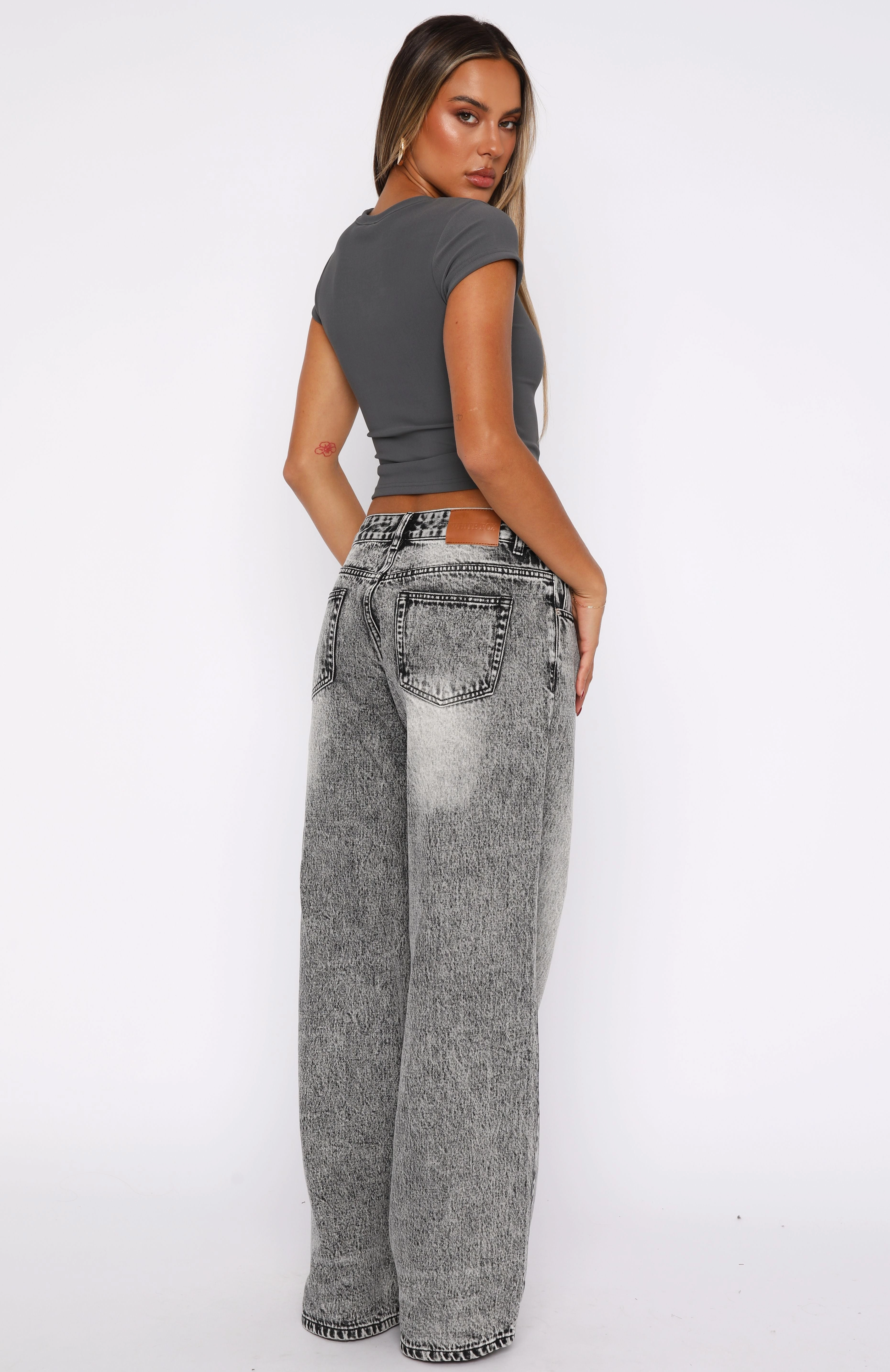 Maeve Low Rise Wide Leg Jeans Grey Acid Essential Layer