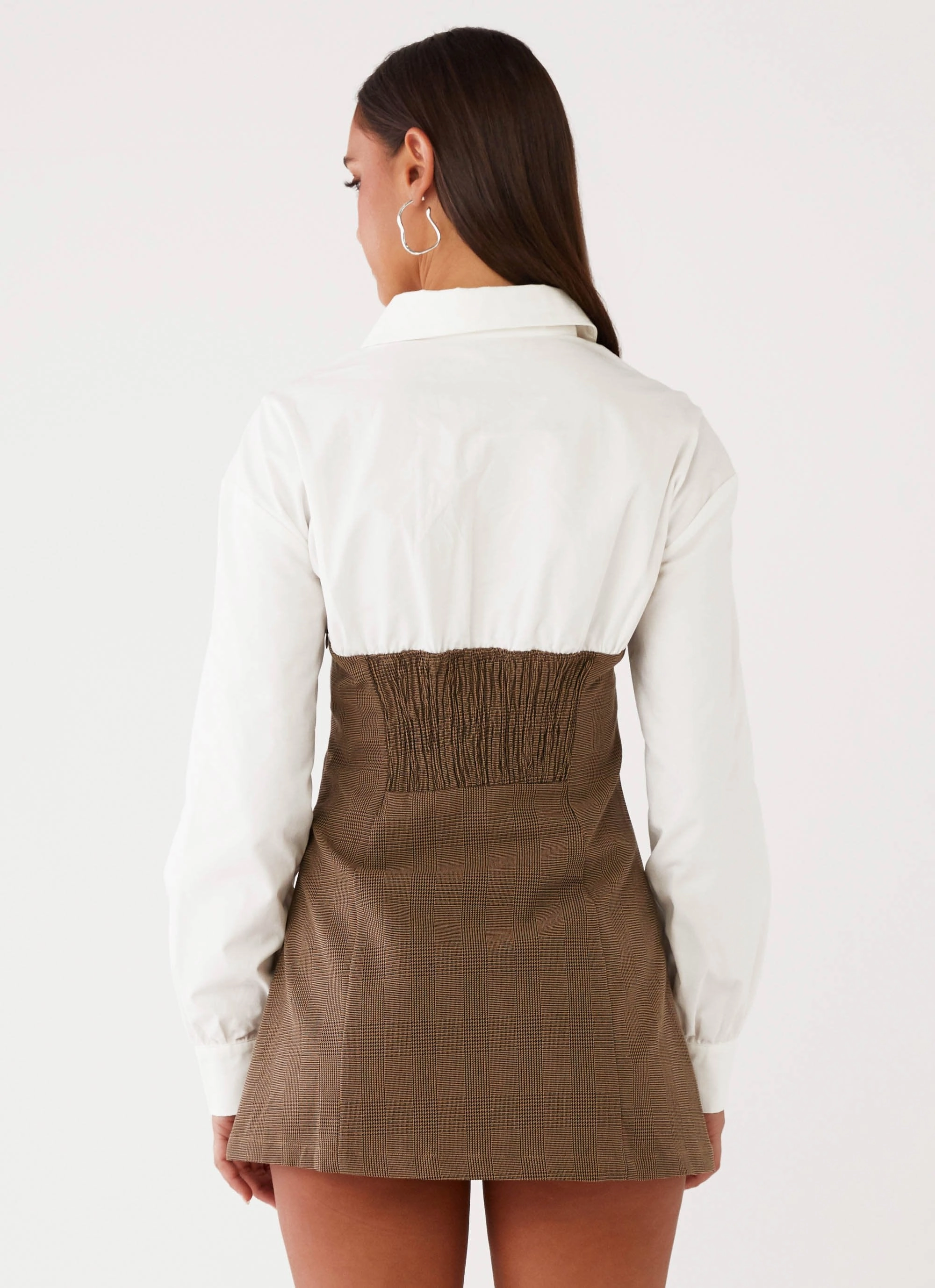 Adelaide Shirt Mini Dress - Brown Effortless Elegance