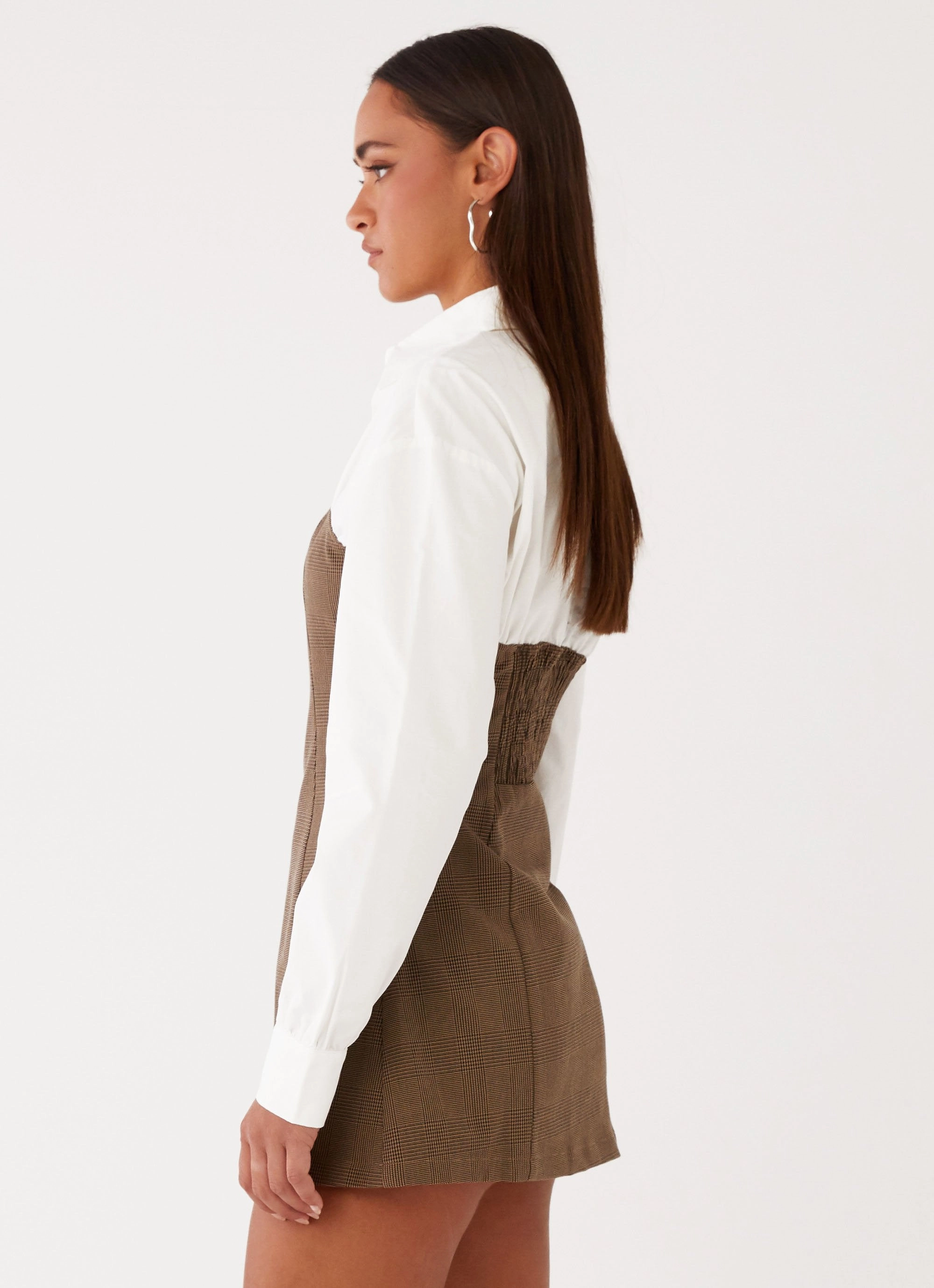 breathable fabric dress Adelaide Shirt Mini Dress - Brown