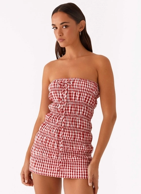 Adele Mini Dress - Red Gingham High-Fashion