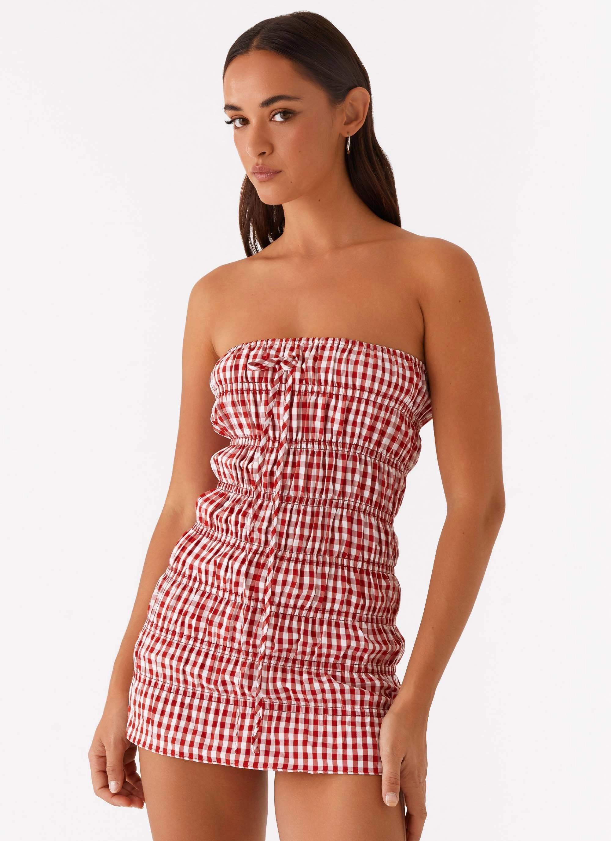 Adele Mini Dress - Red Gingham High-Fashion