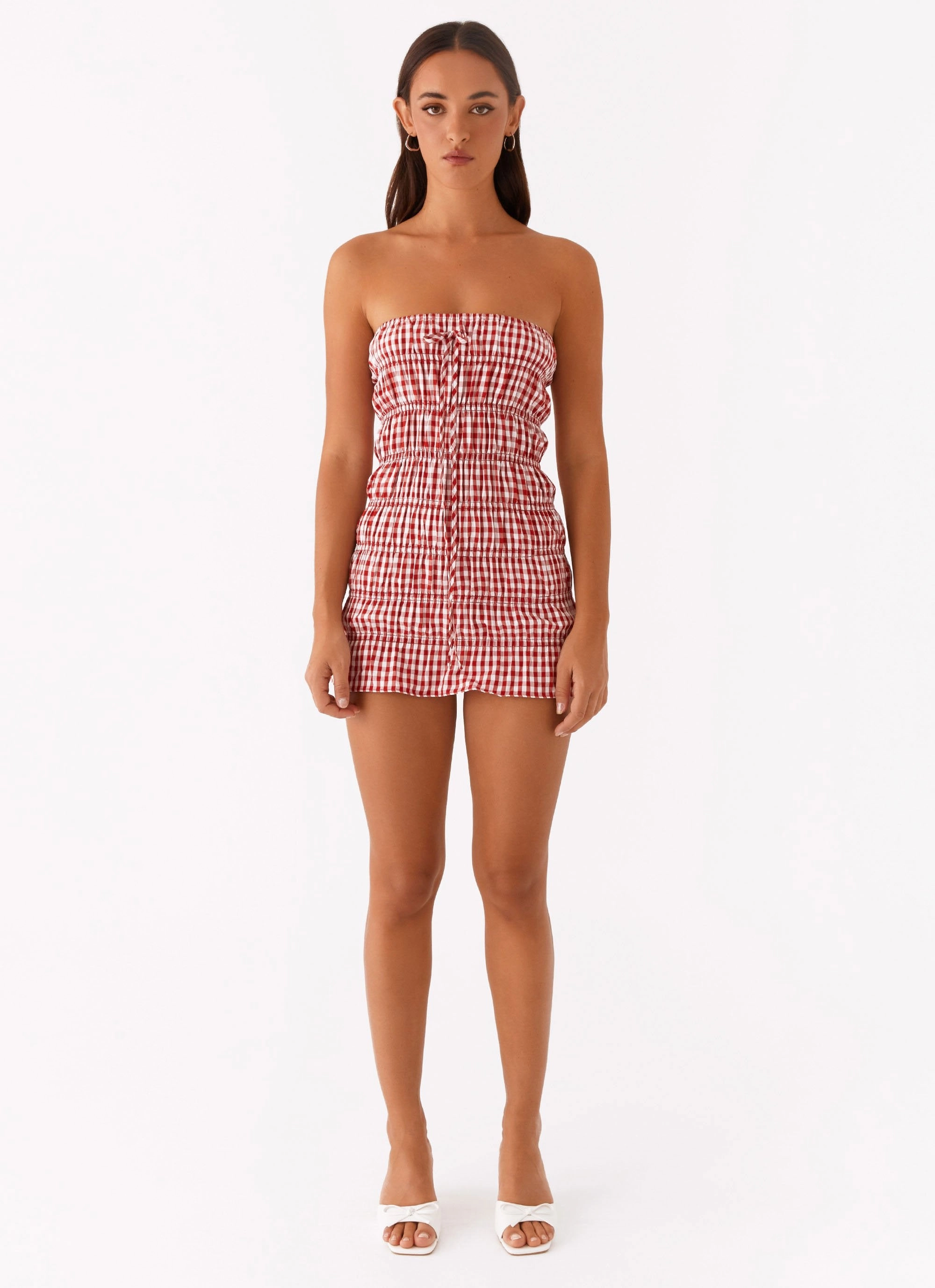 Adele Mini Dress - Red Gingham Relax Line