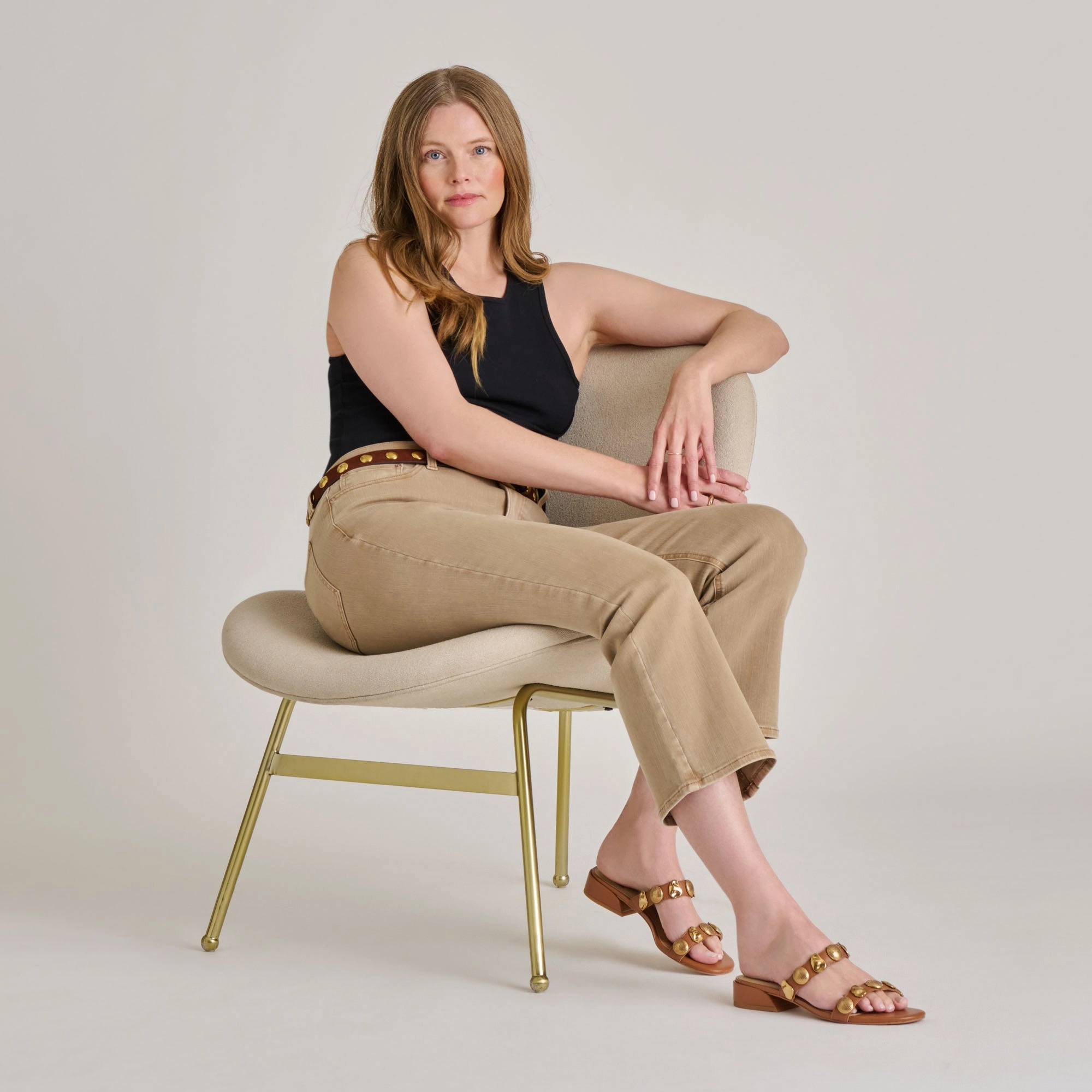 FARROW SANDALS SADDLE LEATHER Style Pair Elastic Straps