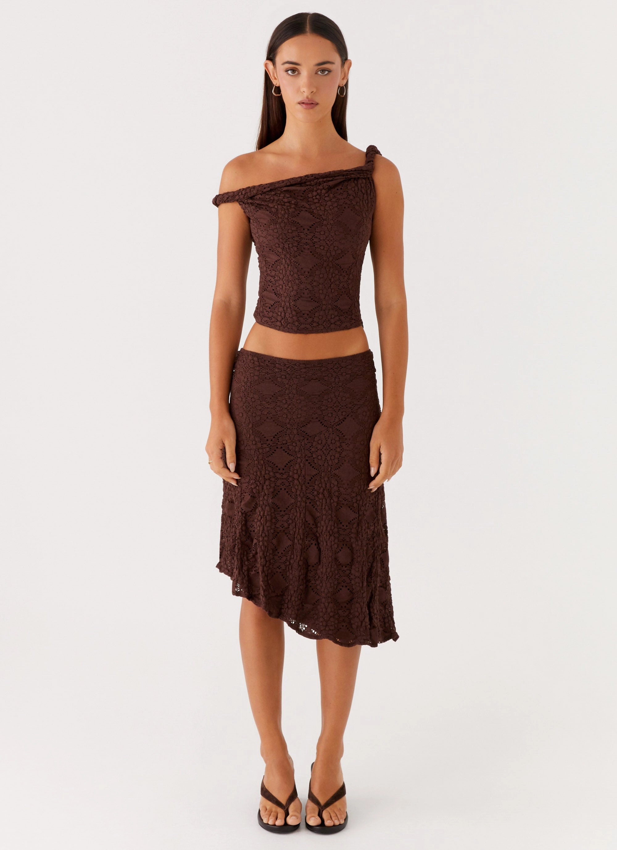Diamond Sky Midi Skirt - Chocolate Winter Staple Summer Picnic