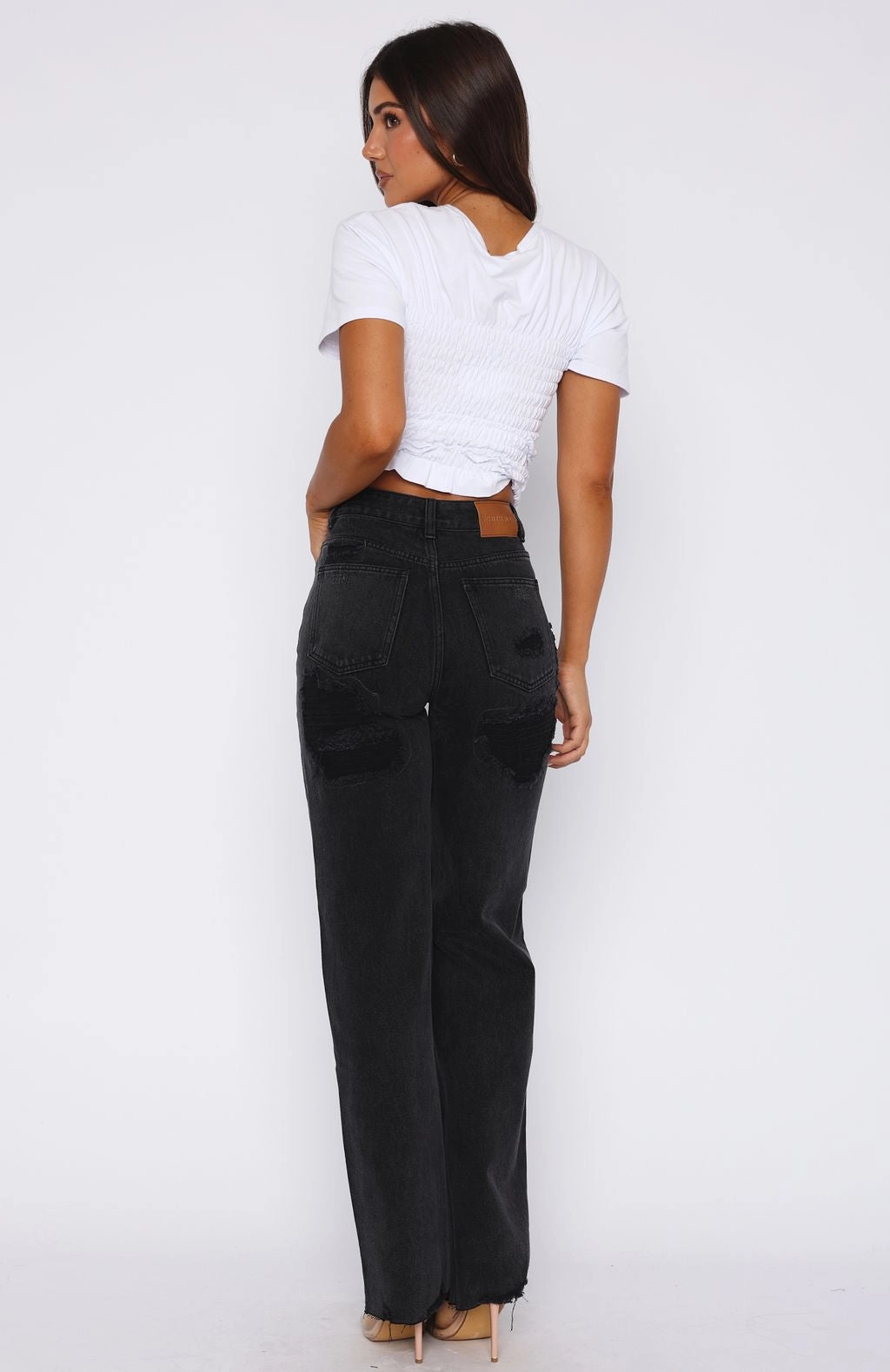 Morning Stroll Professional Wear Brunch Outfit Alana High Waisted Straight Leg Jeans Black Acid