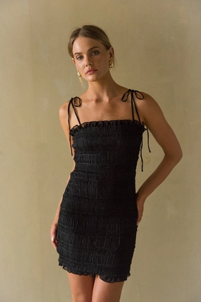 velvet feel Fresh Outfit Alani Smocked Ruffle Bodycon Mini Dress