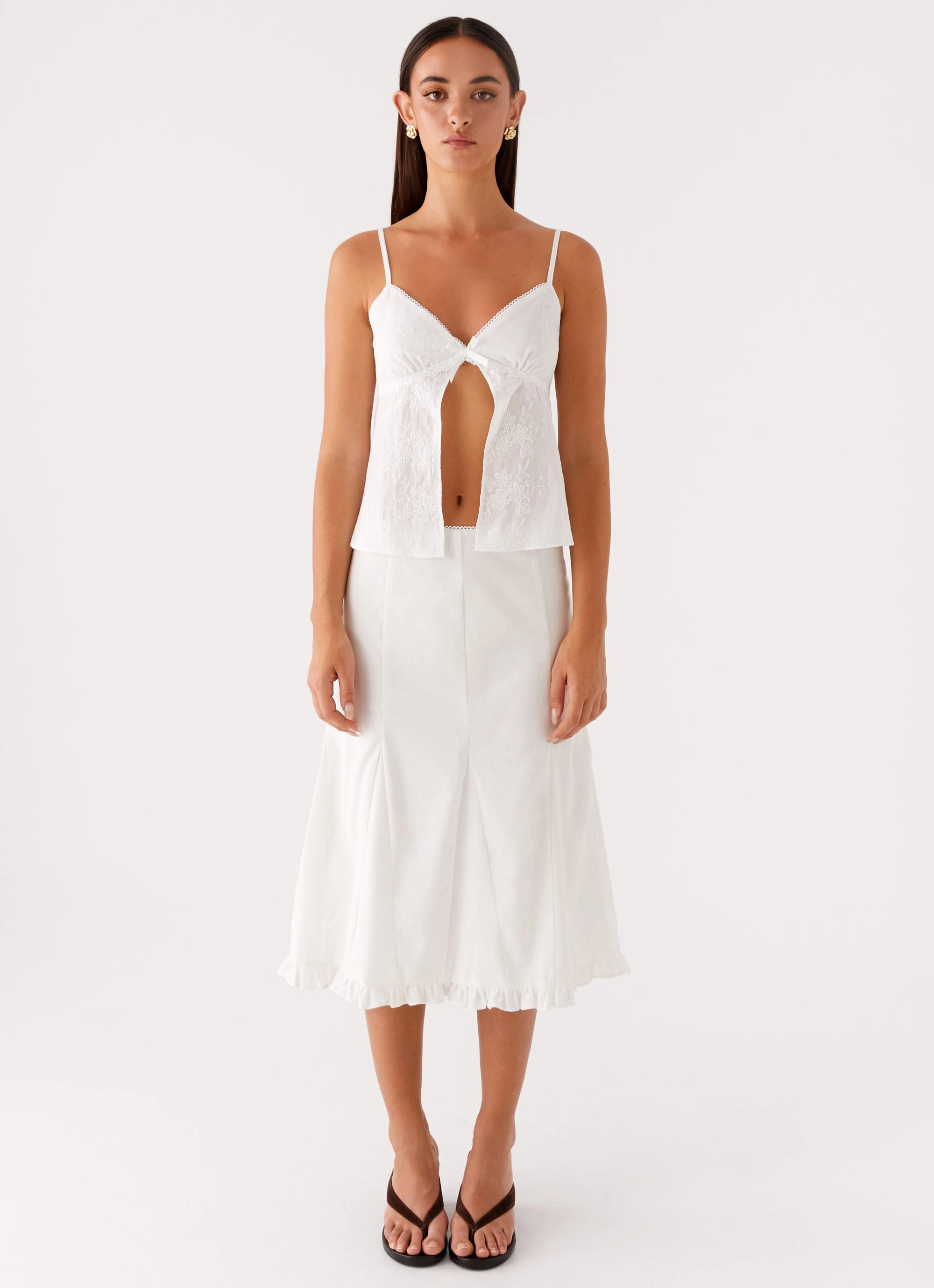 Alec Midi Skirt - White urban scene Fashion Pulse