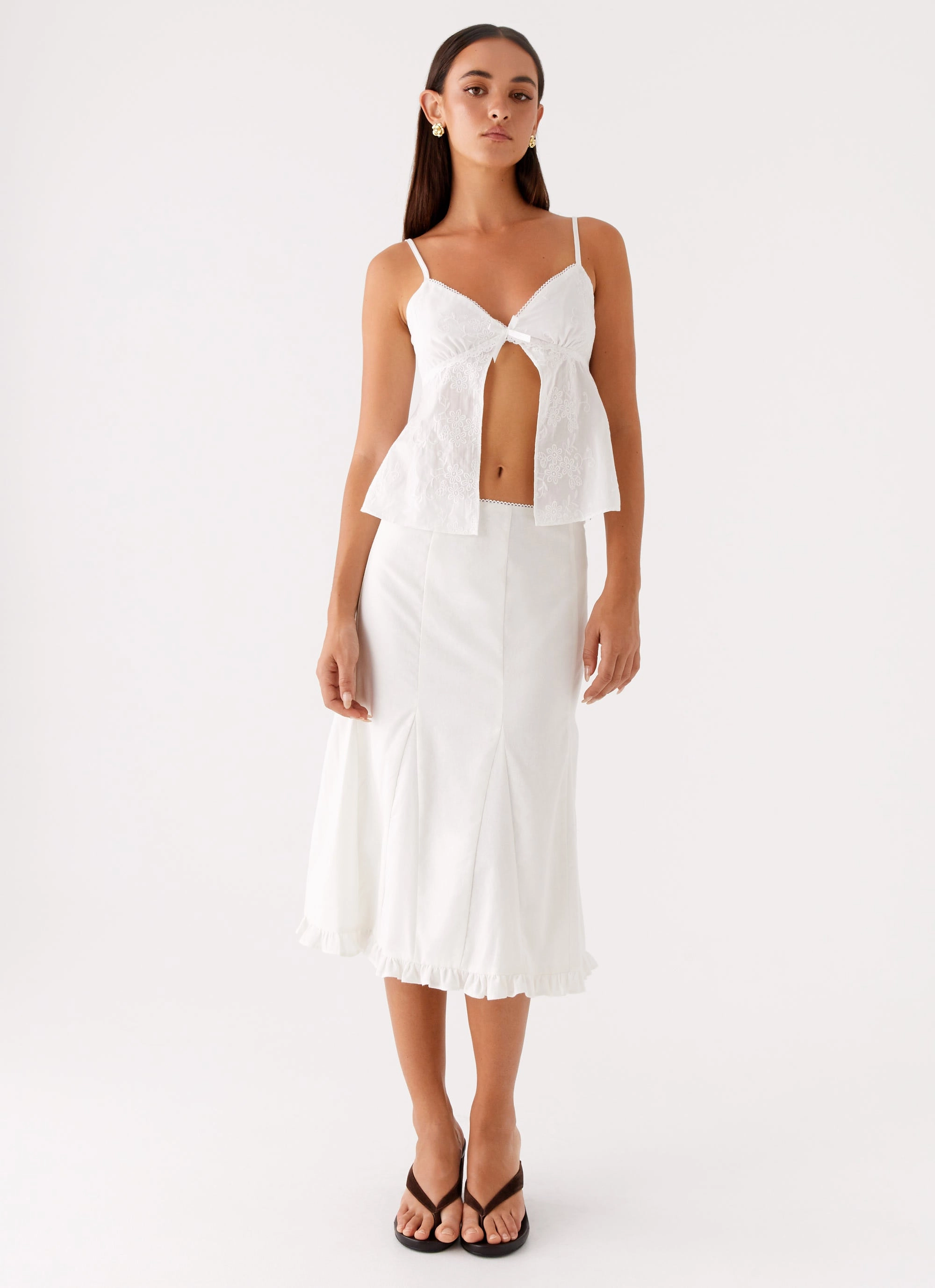 Minimal Vibes Alec Midi Skirt - White