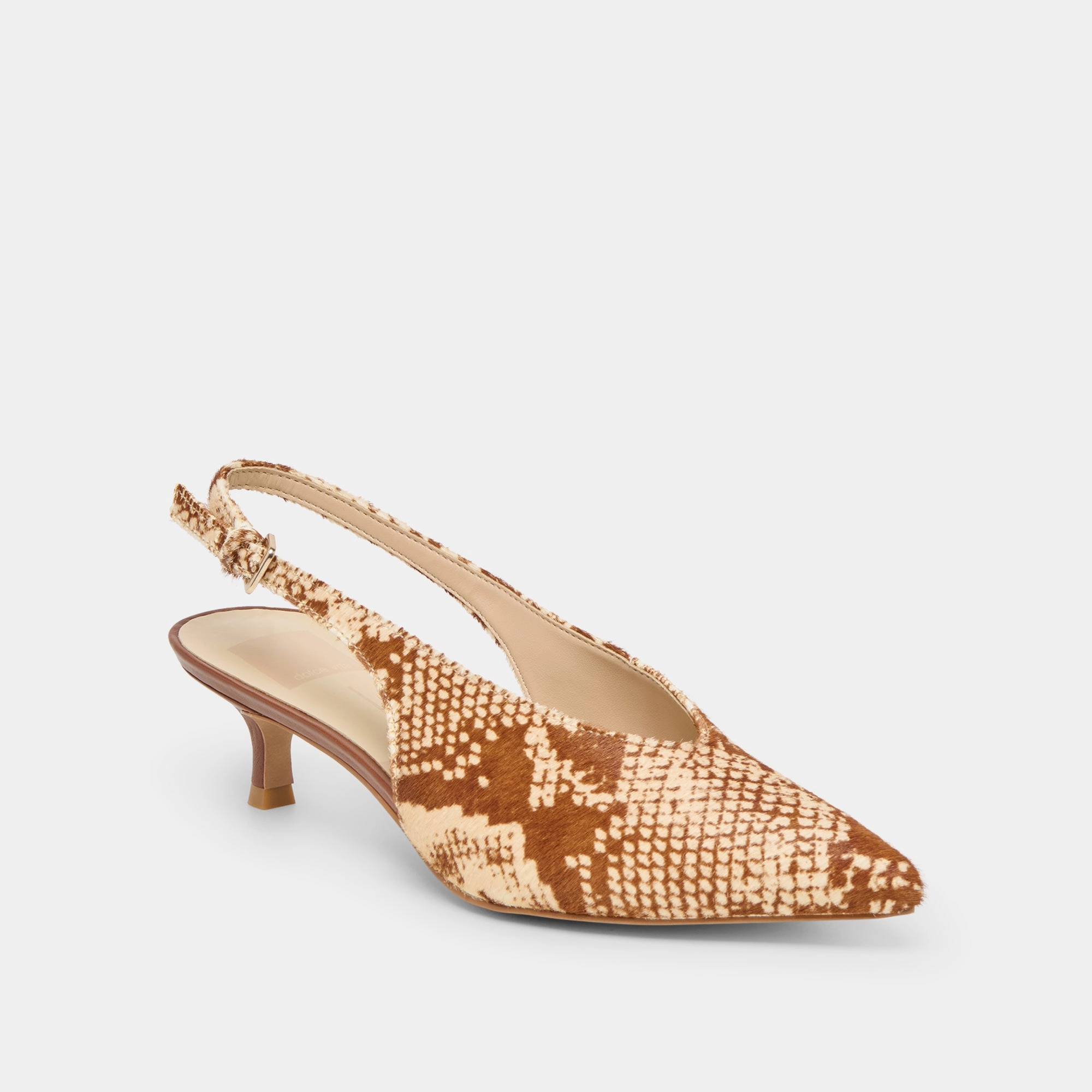 ALENNA HEELS BROWN SNAKE CALF HAIR Versatile Fit