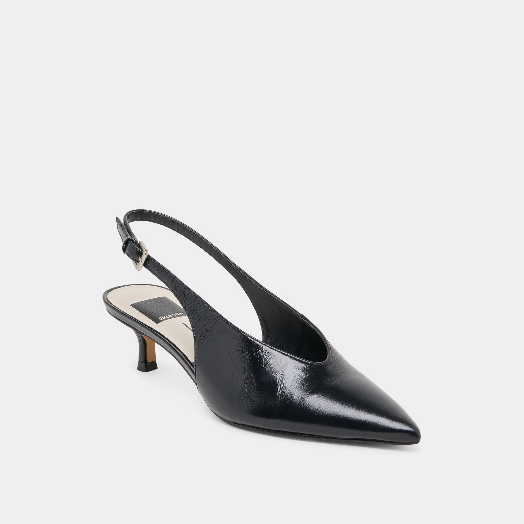 Luxury Sandals Effortless Comfort ALENNA HEELS MIDNIGHT CRINKLE PATENT