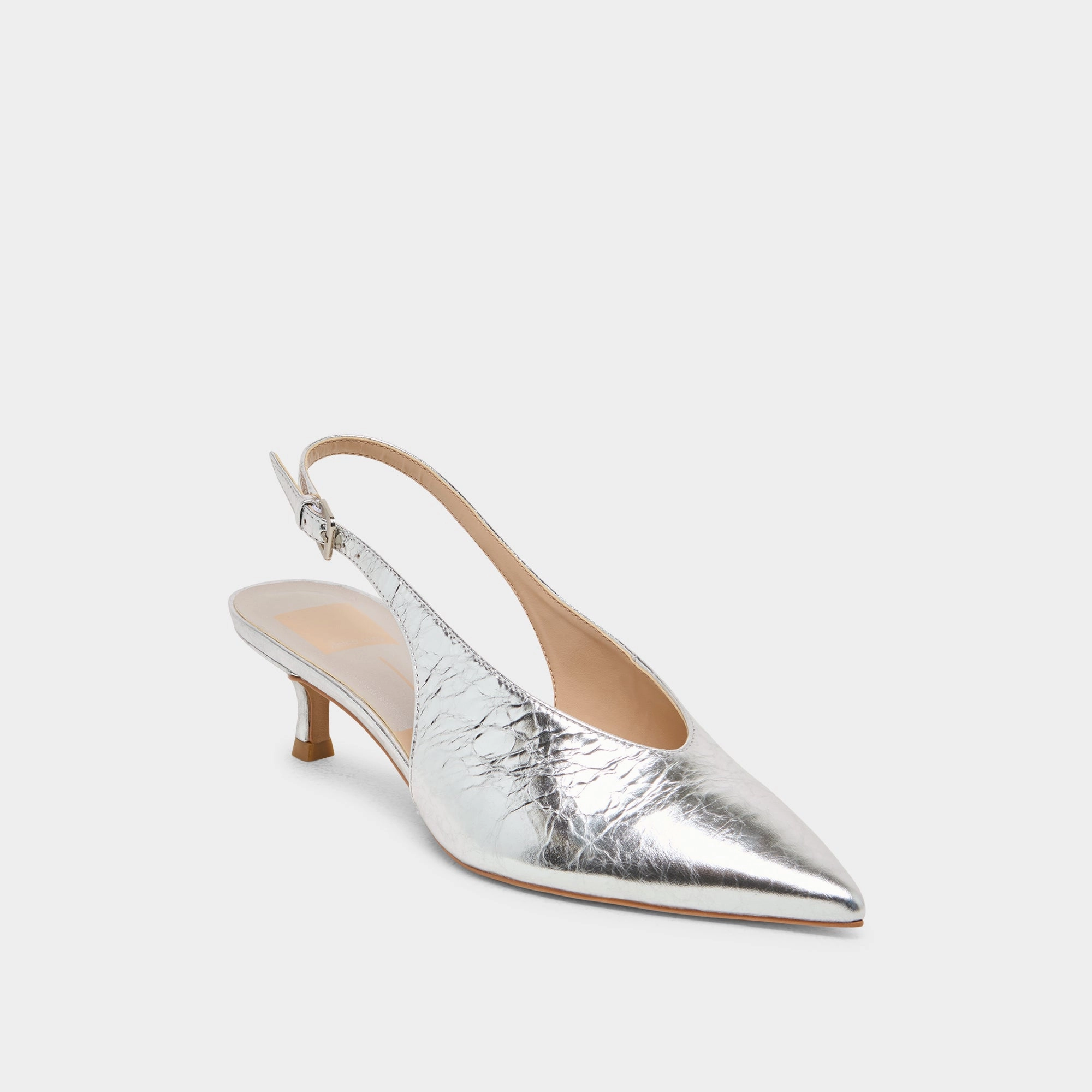 Peep Toe ALENNA HEELS SILVER DISTRESSED LEATHER