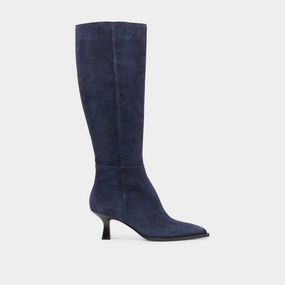 AUGGIE WIDE CALF BOOTS NAVY SUEDE Sleek Fit Comfortable Upper