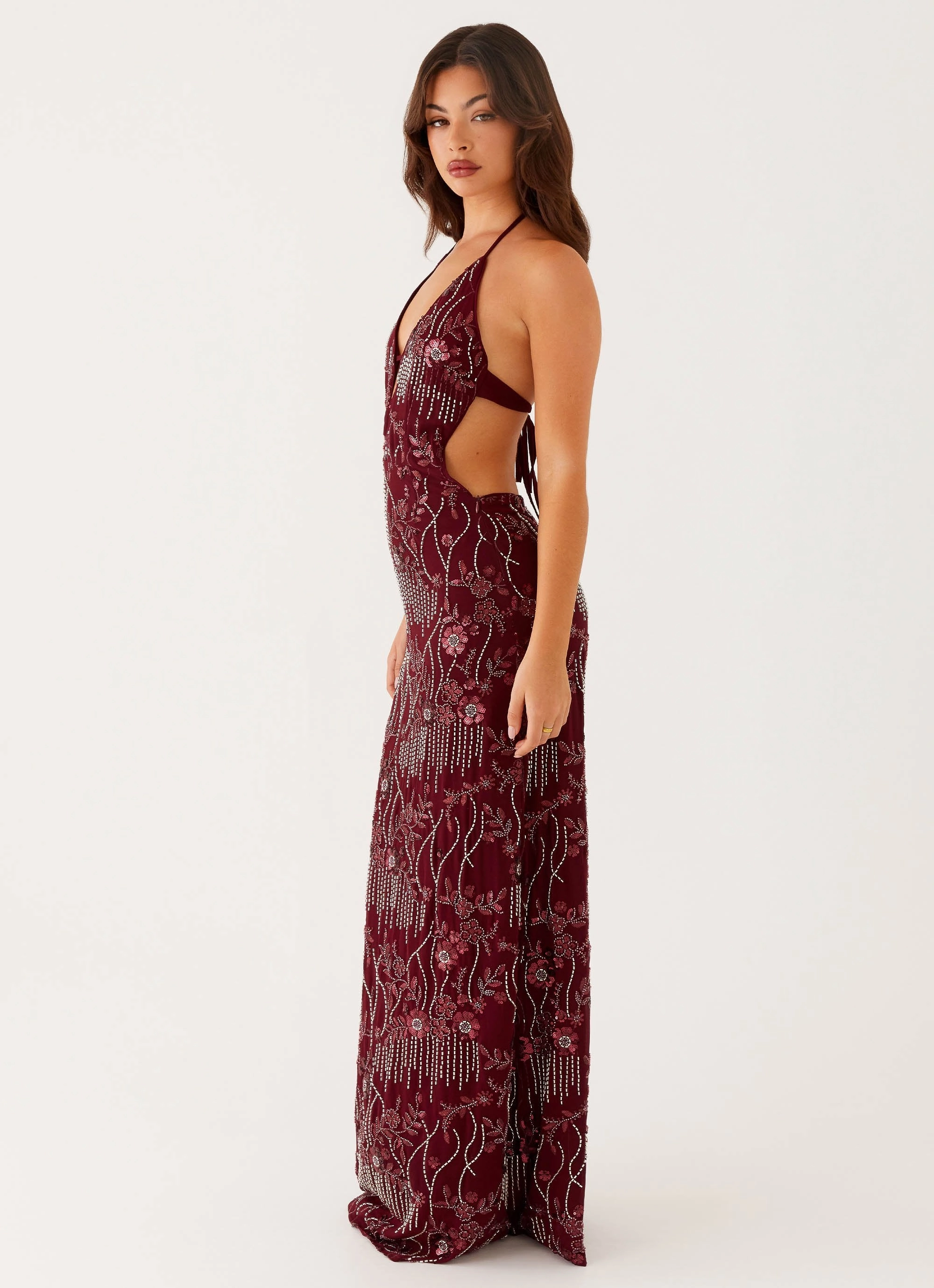 Front Detail All For Love Maxi Dress - Burgundy