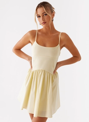 Tesoro Mio Mini Dress - Yellow Halter-Neck