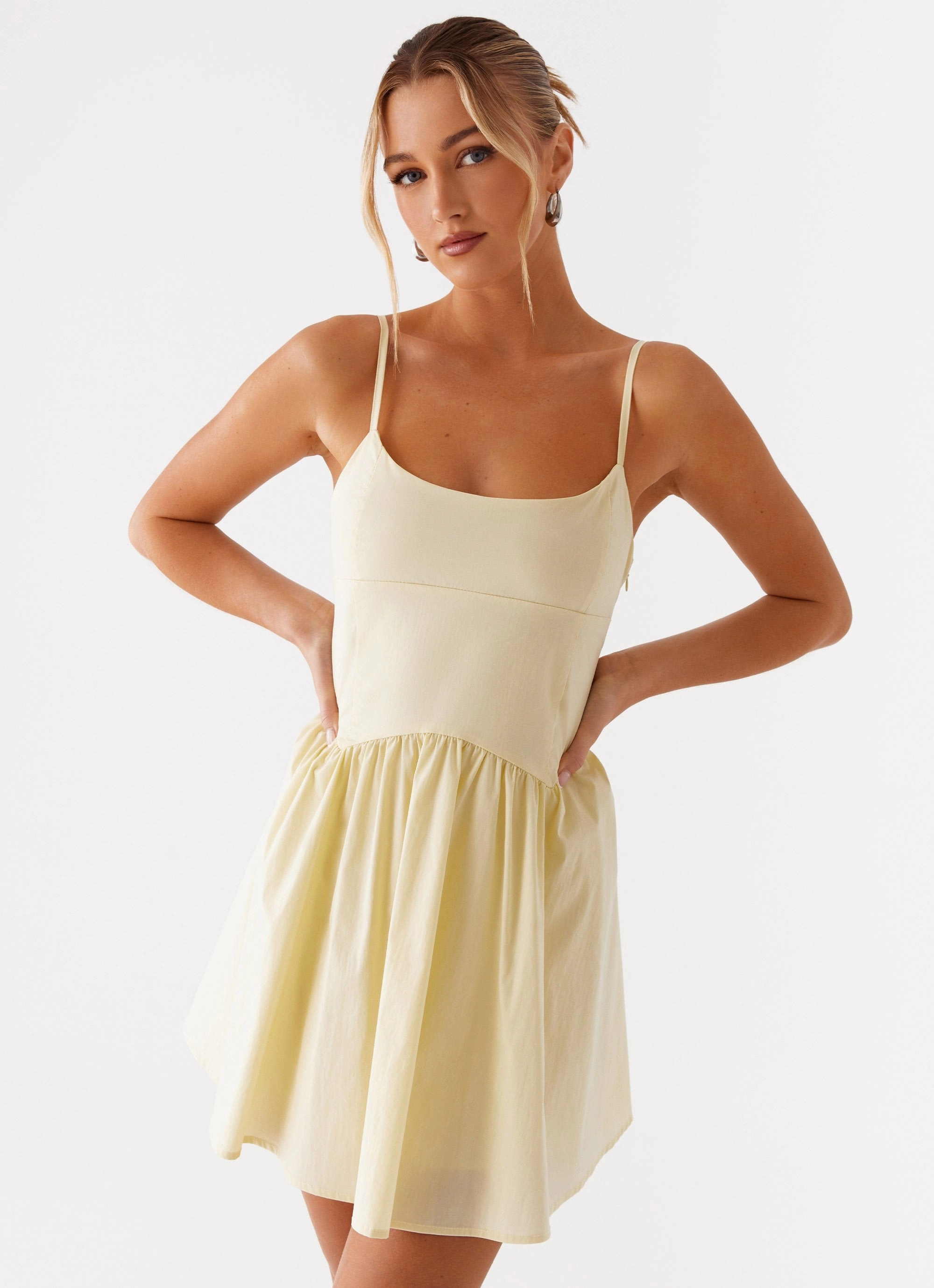 Tesoro Mio Mini Dress - Yellow Halter-Neck