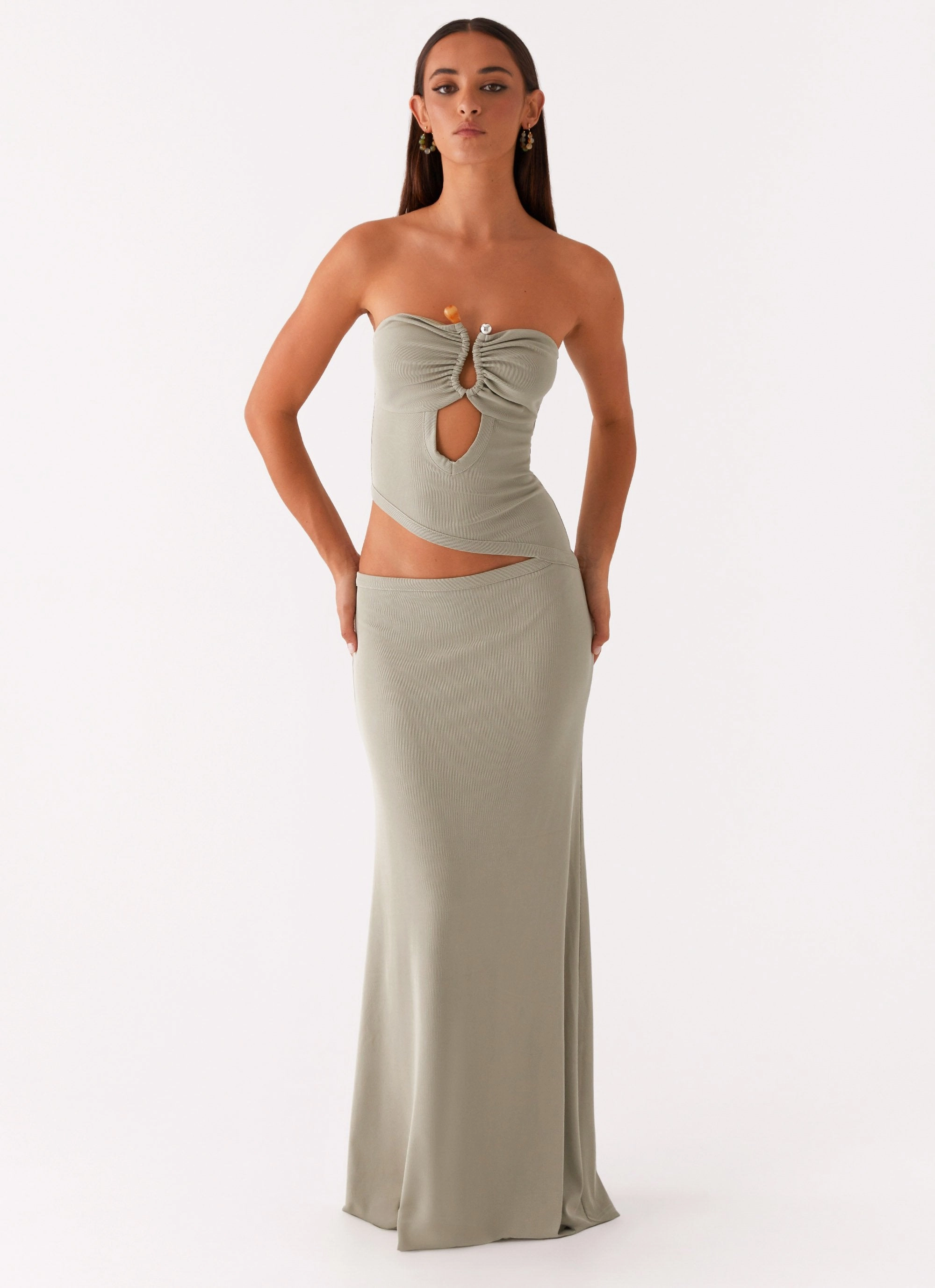 Smooth Curve Wild Roses Maxi Dress - Sage