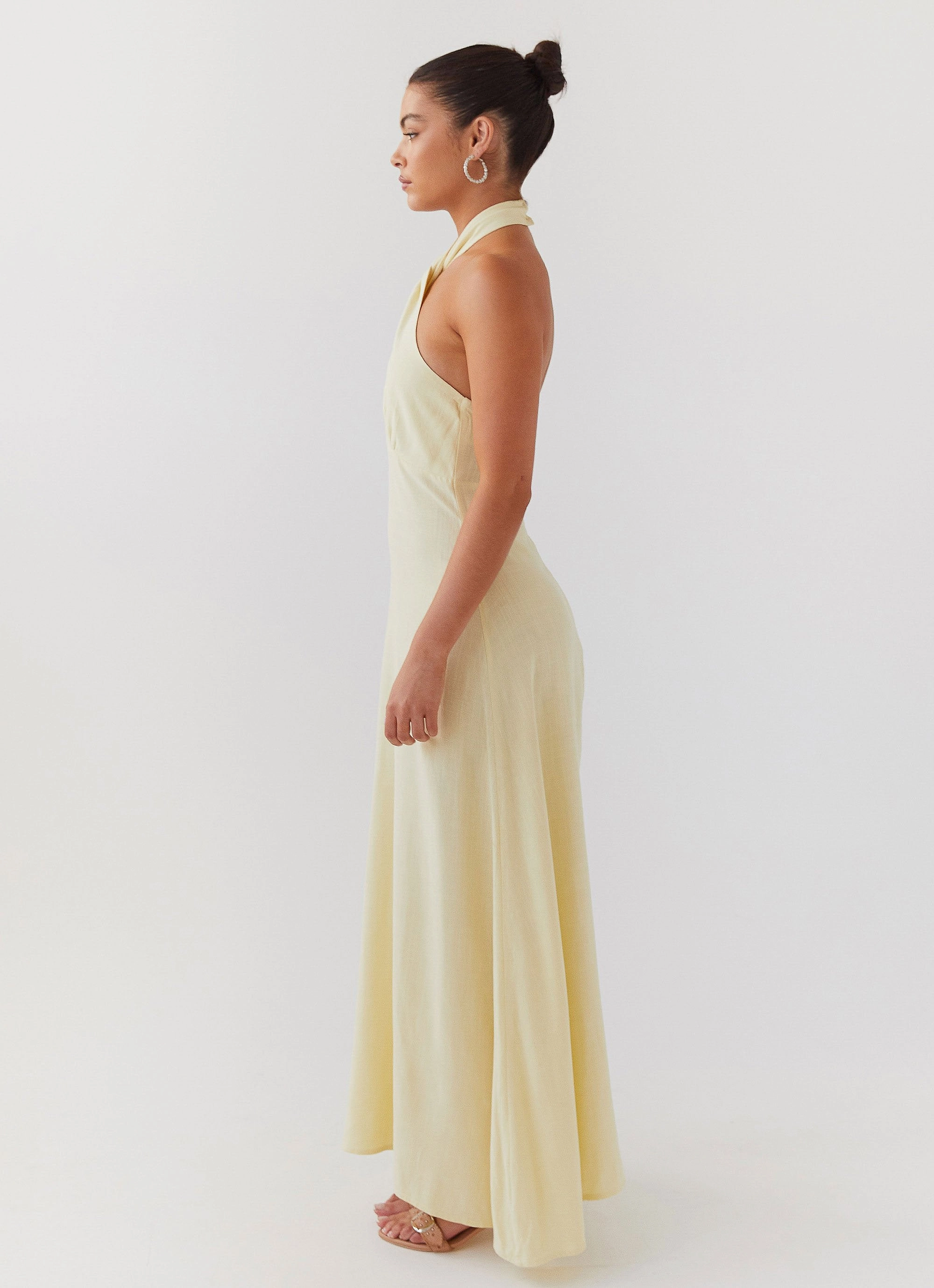 Adrienne Linen Maxi Dress - Lemon Timeless slip dress Urban Touch