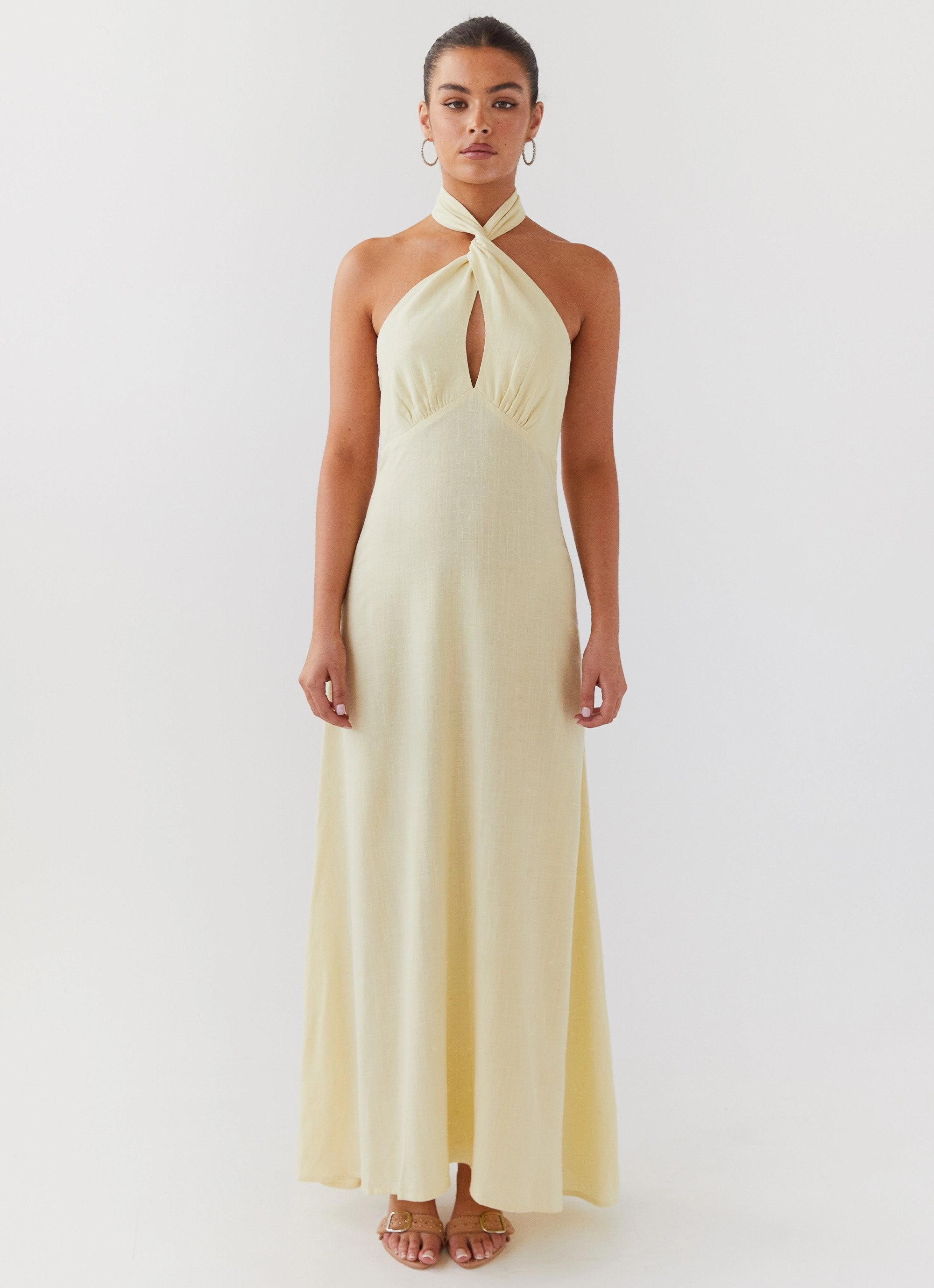 Adrienne Linen Maxi Dress - Lemon EcoFriendlyDye