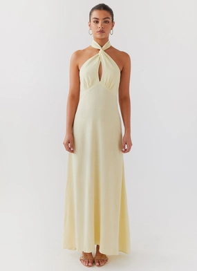 Adrienne Linen Maxi Dress - Lemon EcoFriendlyDye