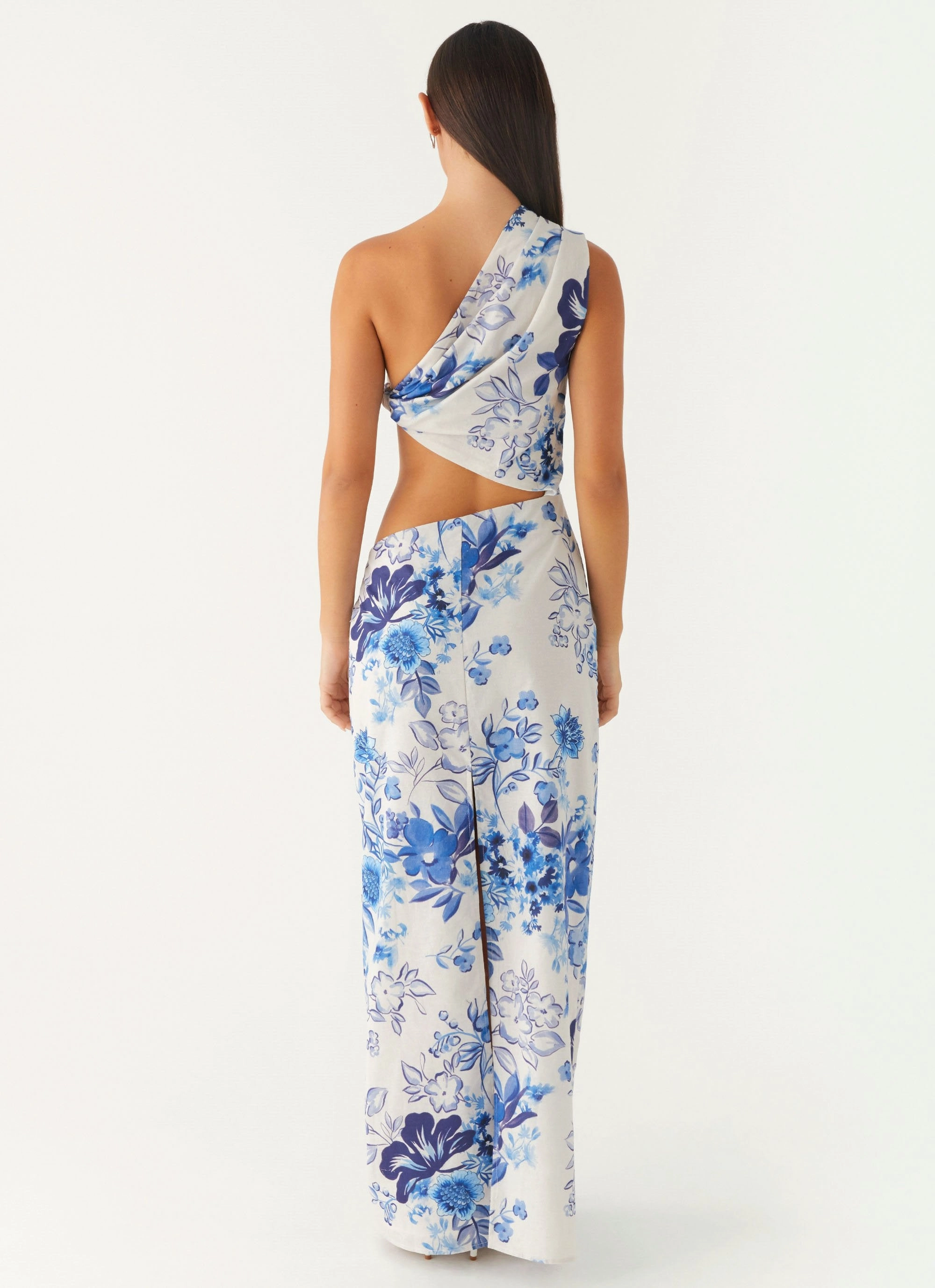 Tall Fit Flared-Hem All Summer Long Maxi Dress - Serene Sky Floral