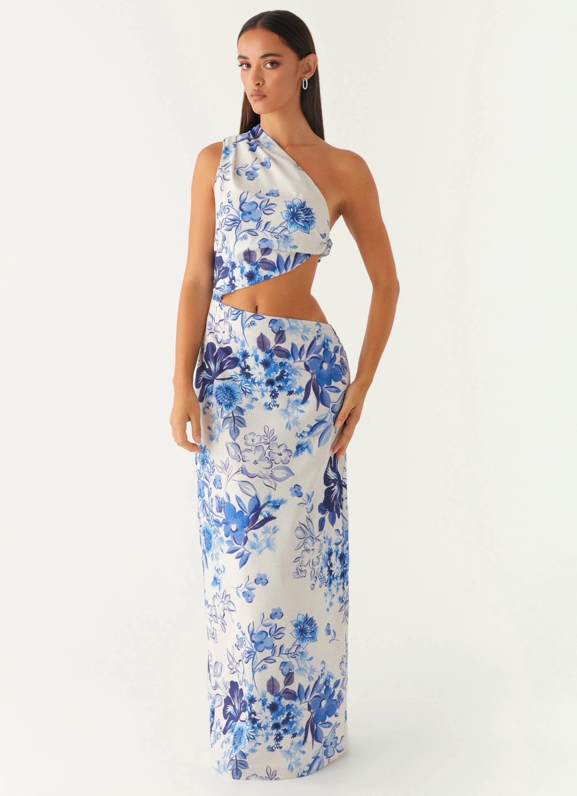 Invisible-Zip LightweightMaterial All Summer Long Maxi Dress - Serene Sky Floral