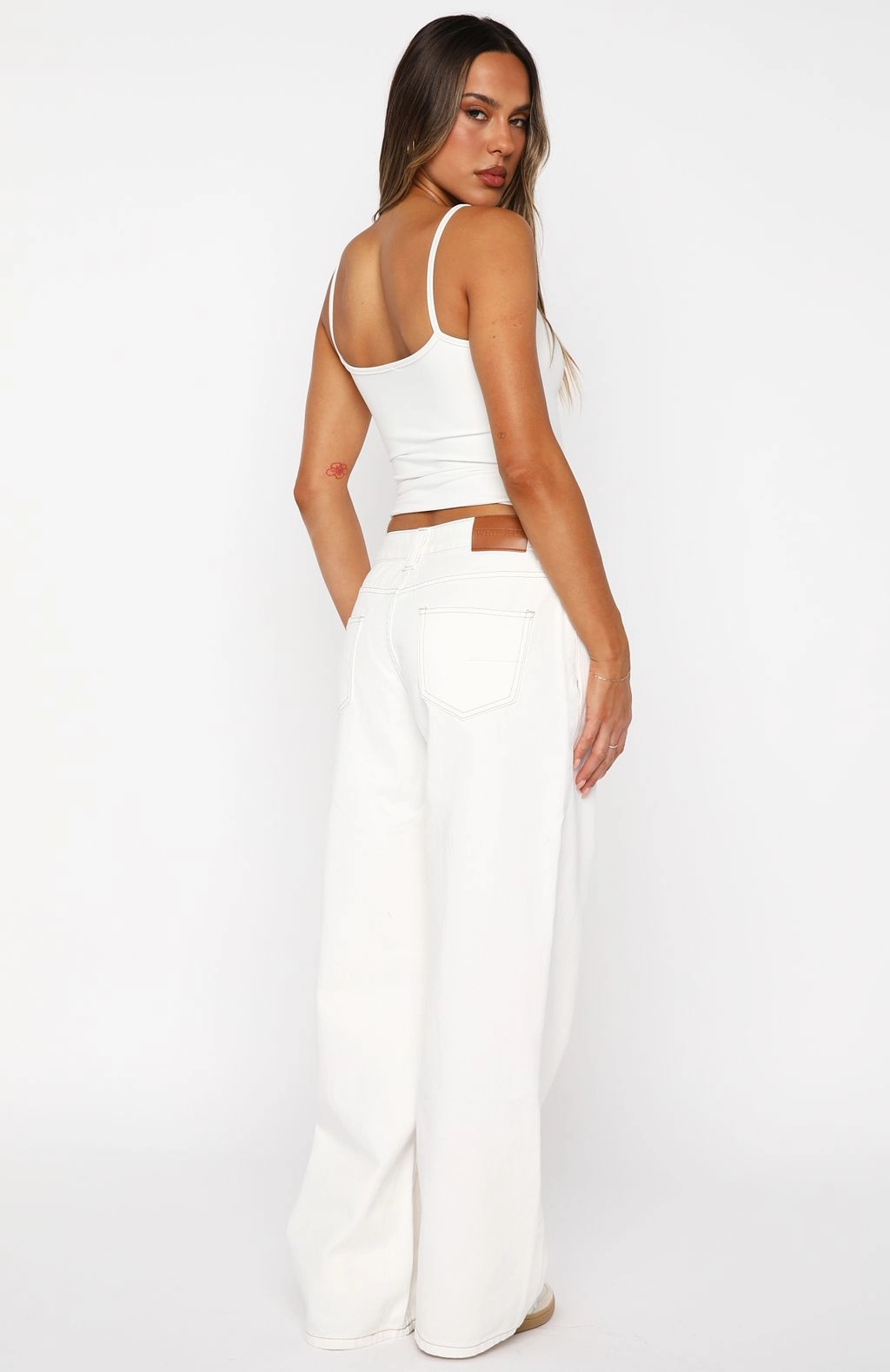 Seasonless wear Effortless Look Clarissa Low Rise Wide Leg Jeans Off White