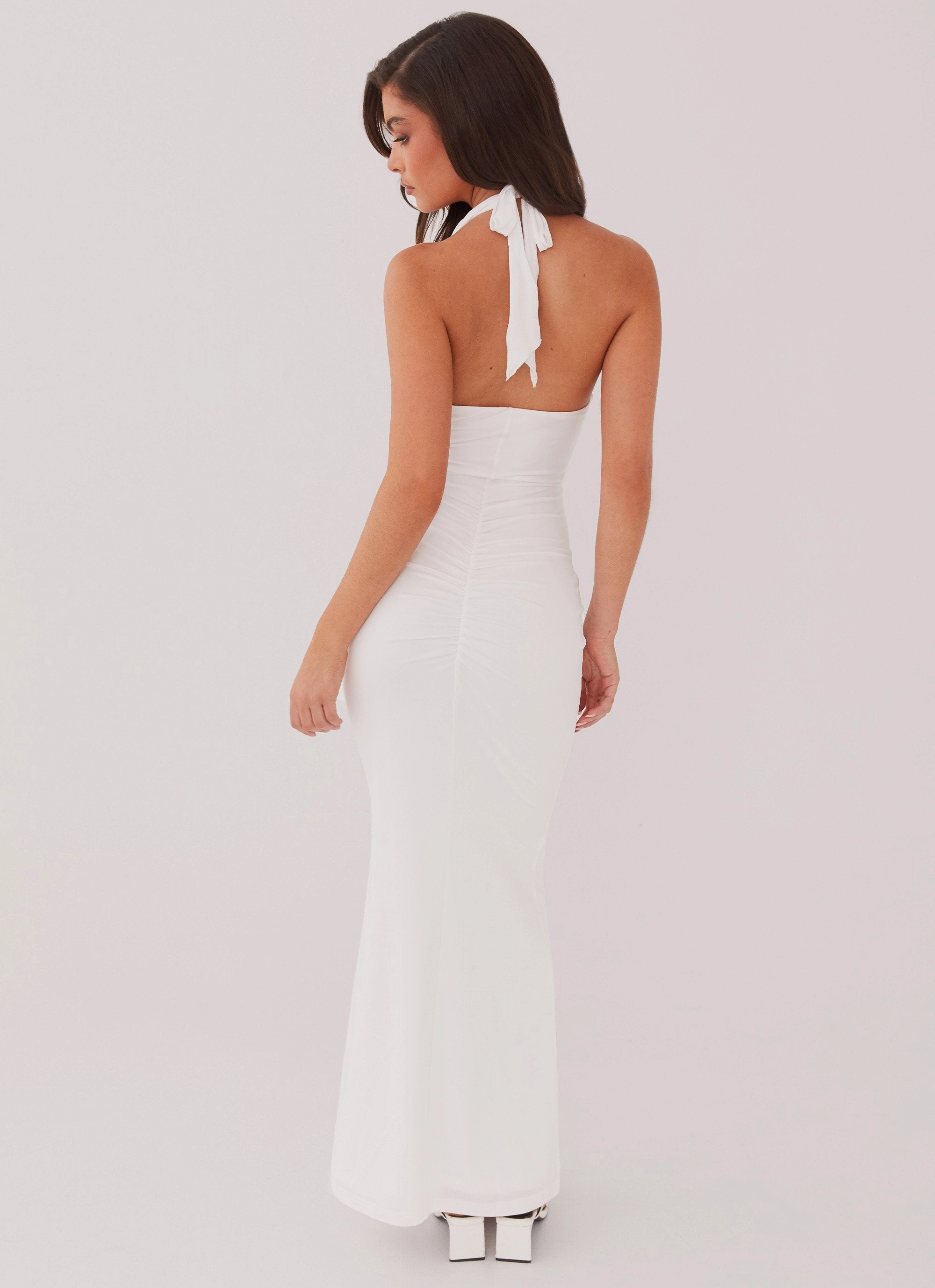 Soft cotton blend dress Allanna Frill Maxi Dress - White