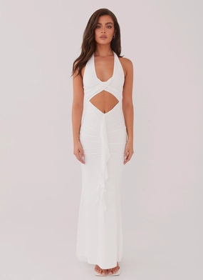 Allanna Frill Maxi Dress - White Natural Form