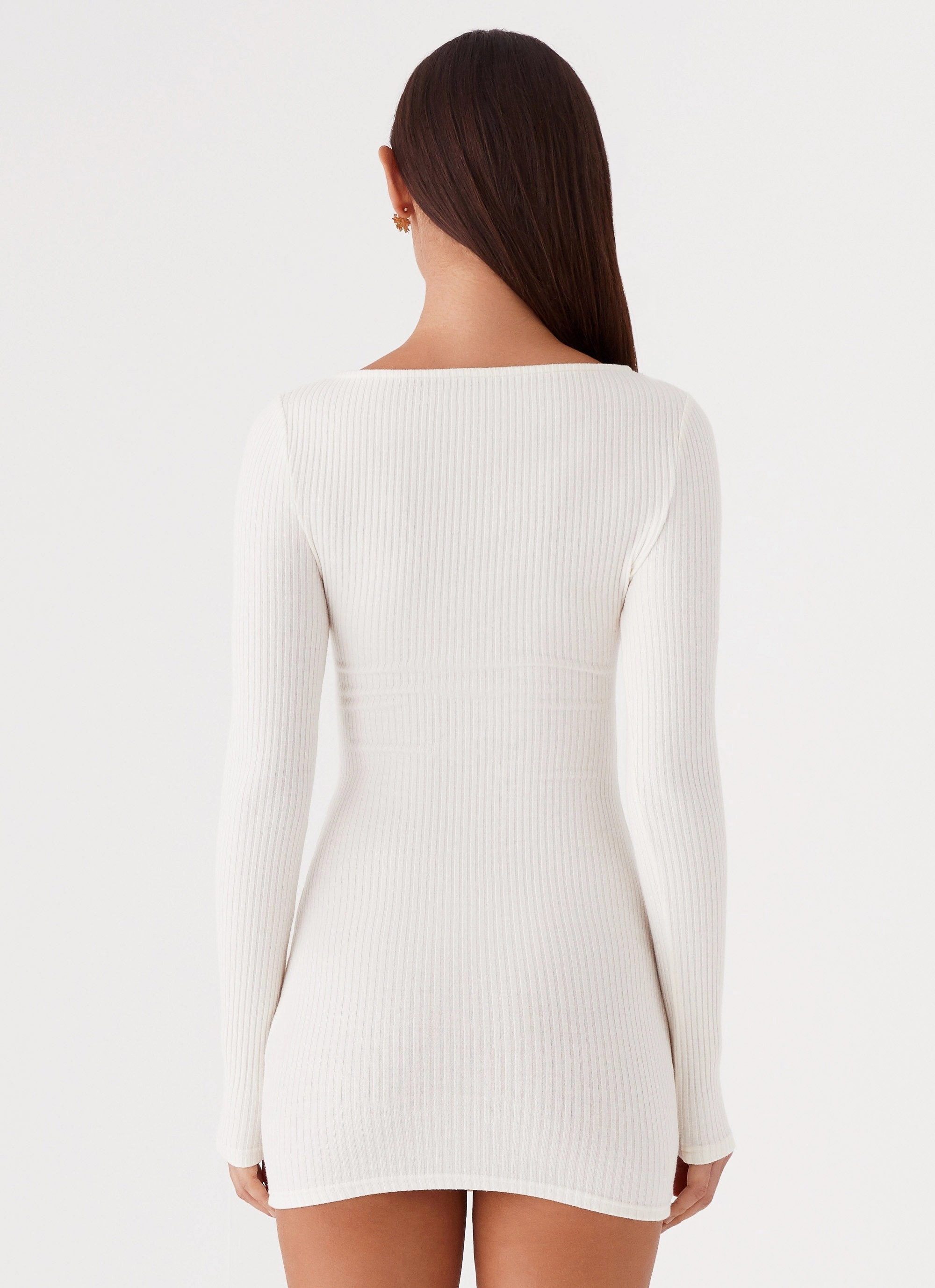 Versatile-Style Bright Mood Allie Knit Mini Dress - Ivory