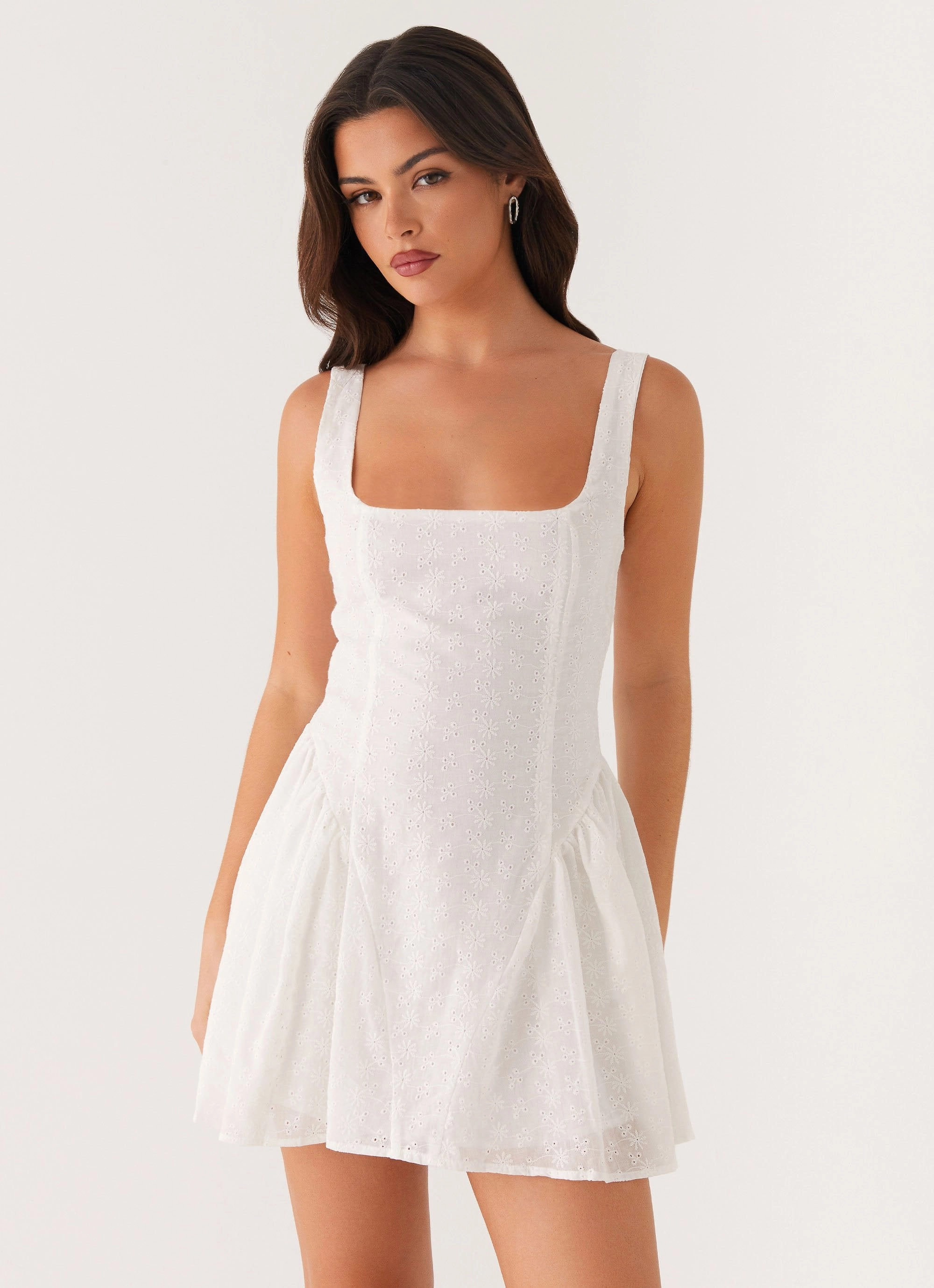 Transitional-Wear Smooth Look Alyssa Mini Dress - White