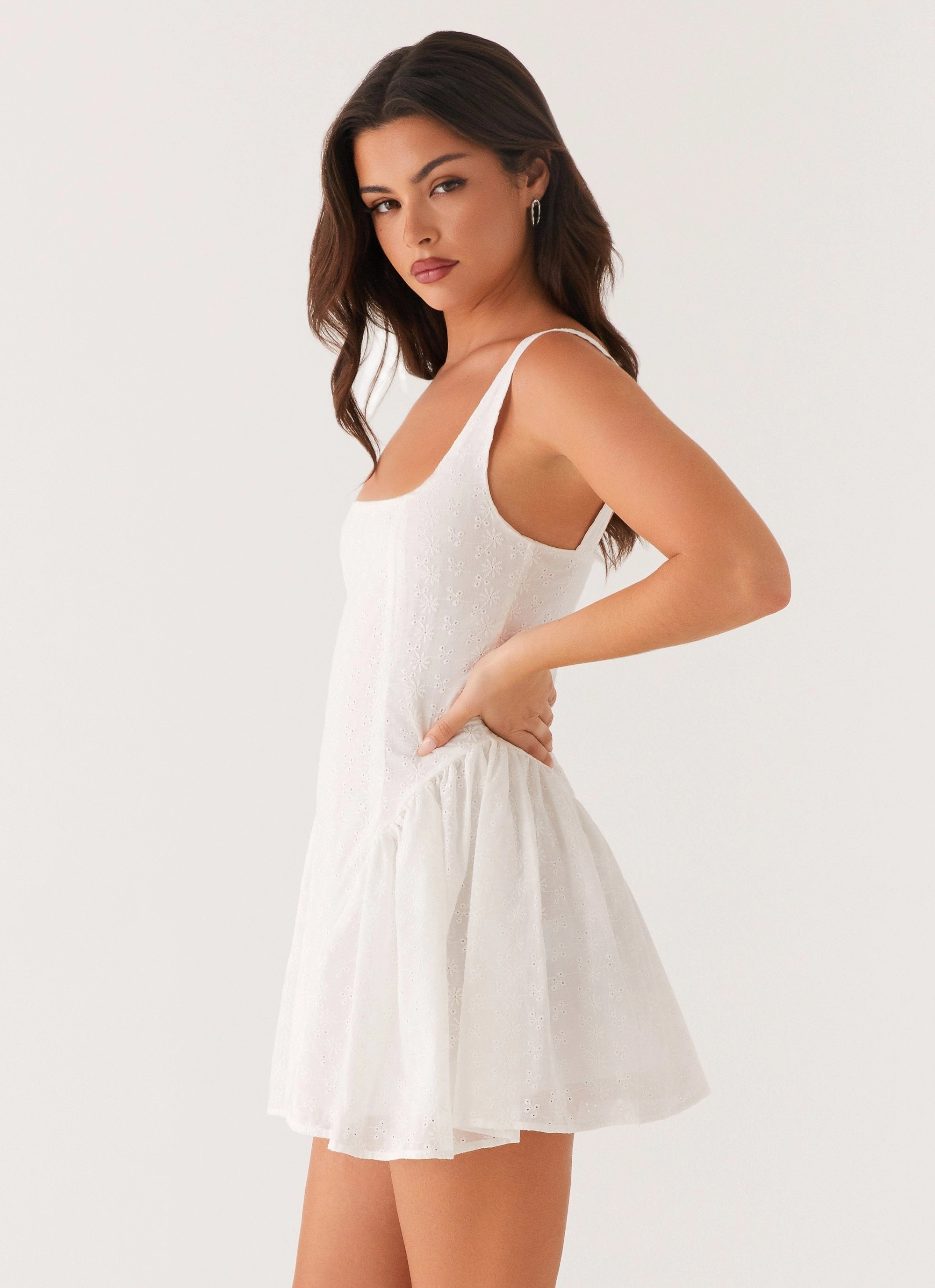 Alyssa Mini Dress - White Nature Inspired