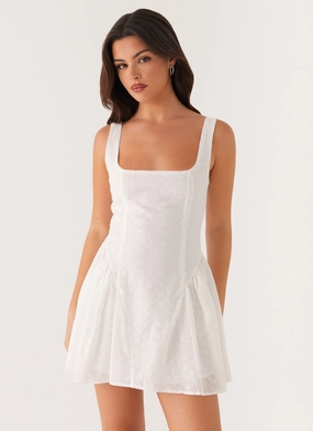 Transitional-Wear Smooth Look Alyssa Mini Dress - White