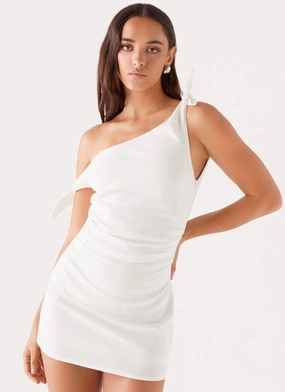 Amazonia Linen Mini Dress - White Calm Touch Weekend Chic