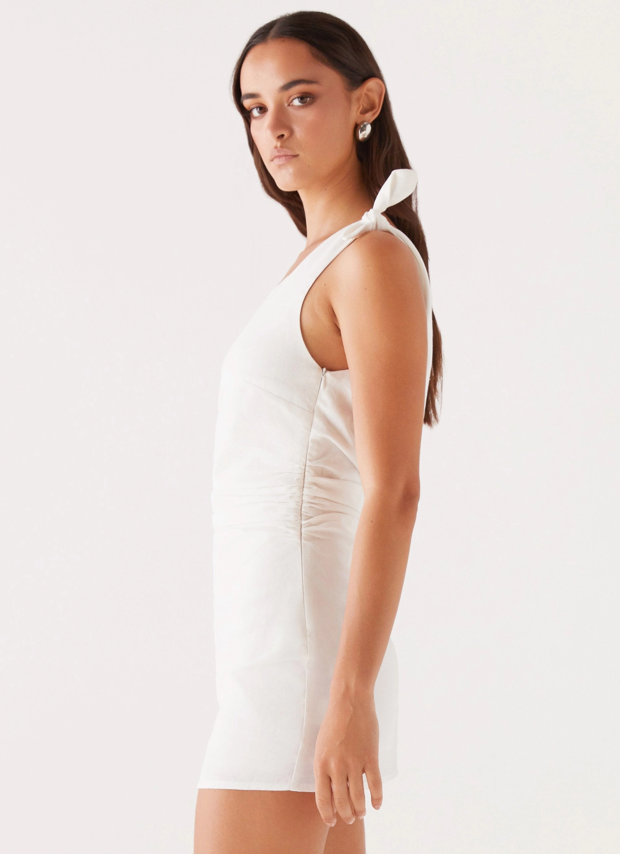 Amazonia Linen Mini Dress - White Quick Drying Elegant knee-length dress