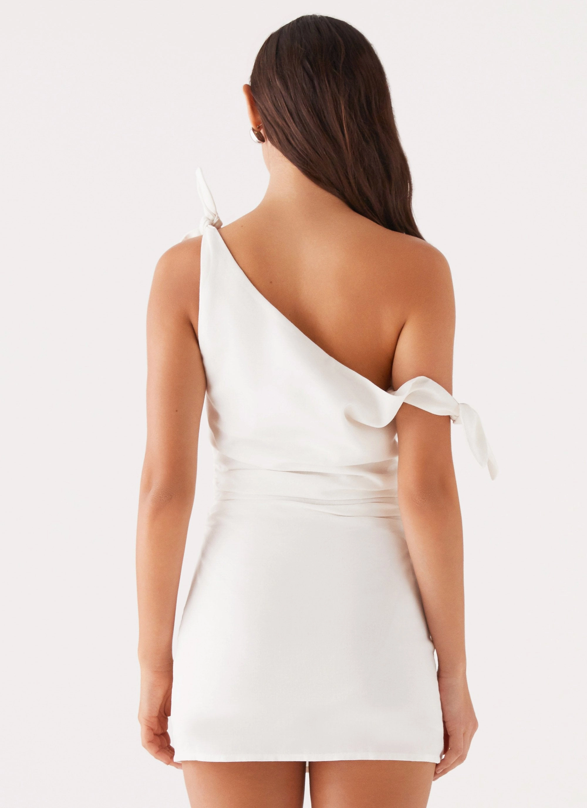 Amazonia Linen Mini Dress - White Contrast-Panel Weekend Fresh