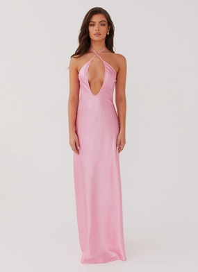 Bold Touch Silk-Blend Noir Symphony Maxi Dress - Pink