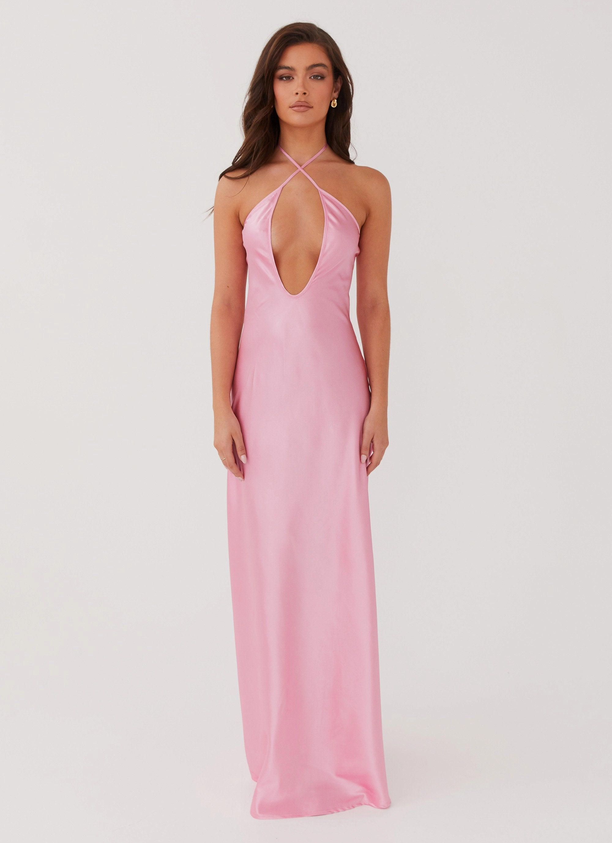 Bold Touch Silk-Blend Noir Symphony Maxi Dress - Pink