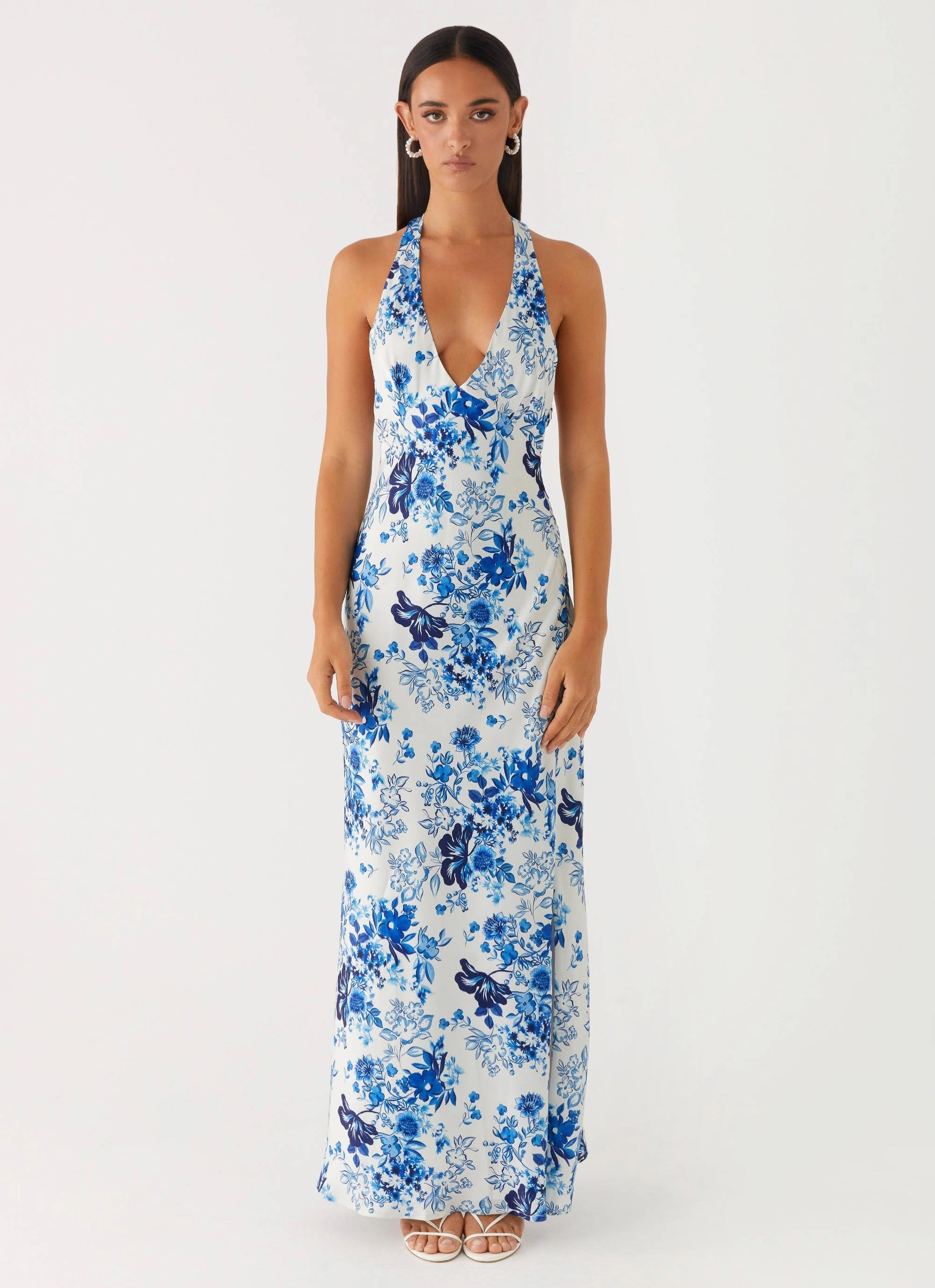 Angie Maxi Dress - Serene Sky Floral Flowy summer gown