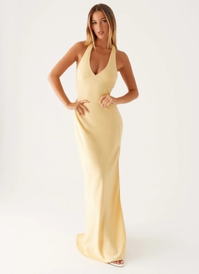 Angie Maxi Dress - Yellow Fresh Combo Comfortable Silhouette