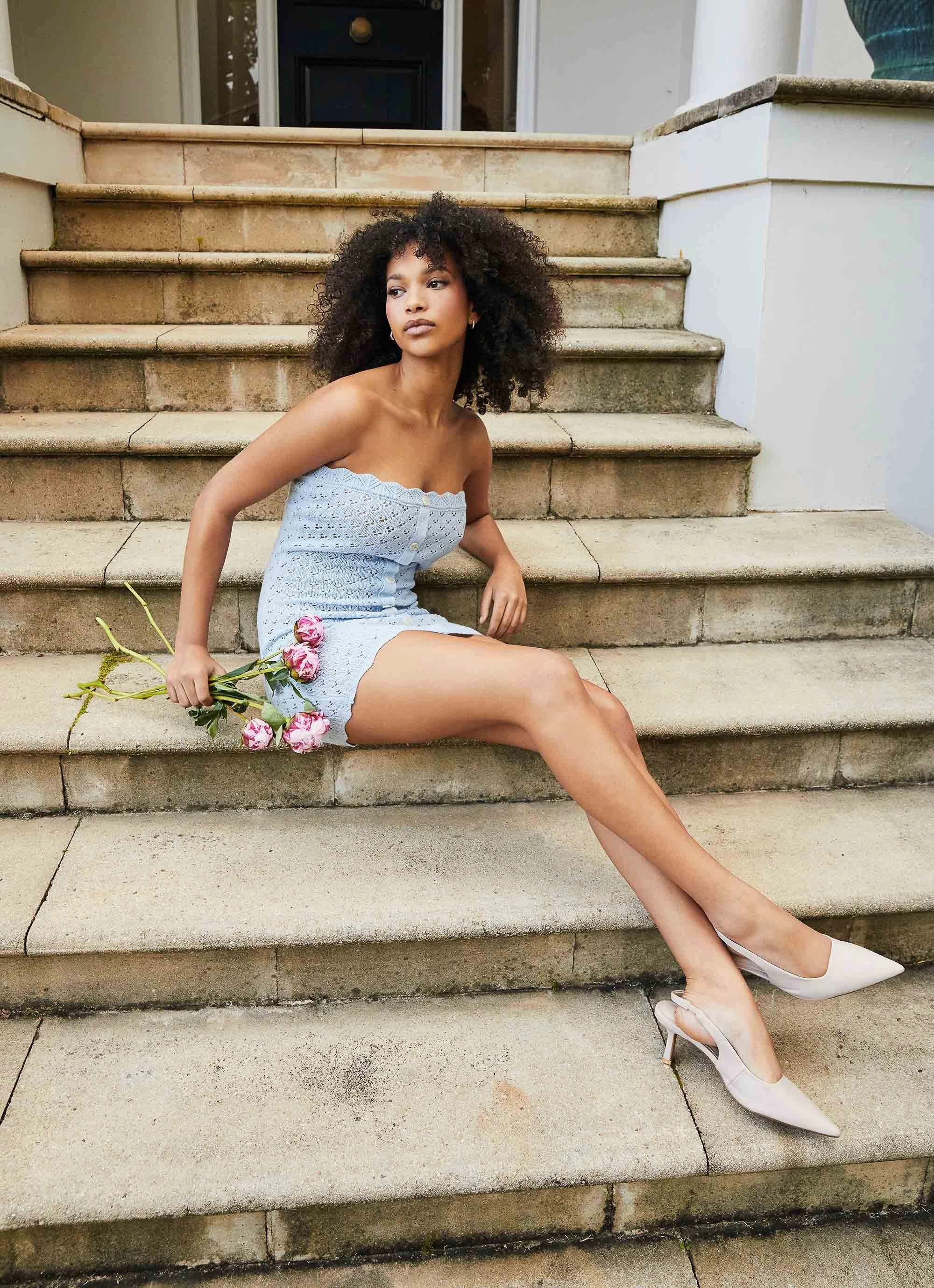 Blue Notes Knit Mini Dress - Blue Dusk Soft Waist Office Glam