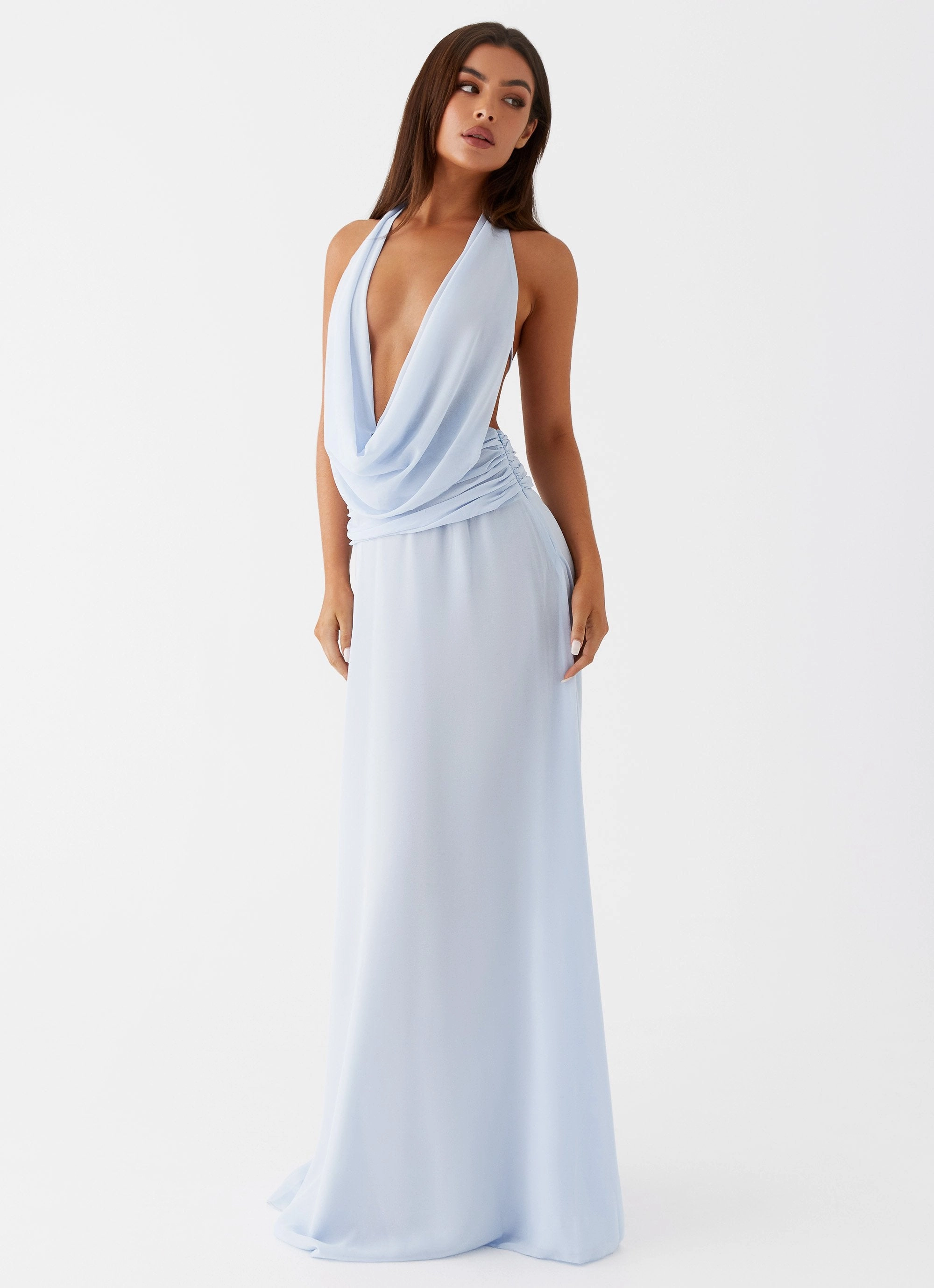 City Friendly Elysia Chiffon Maxi Dress - Baby Blue