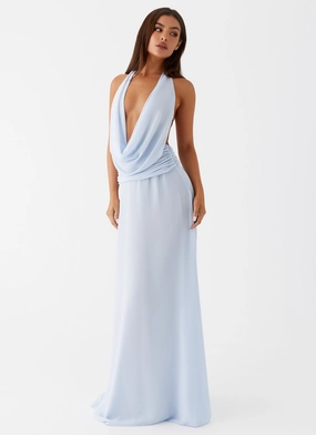 City Friendly Elysia Chiffon Maxi Dress - Baby Blue