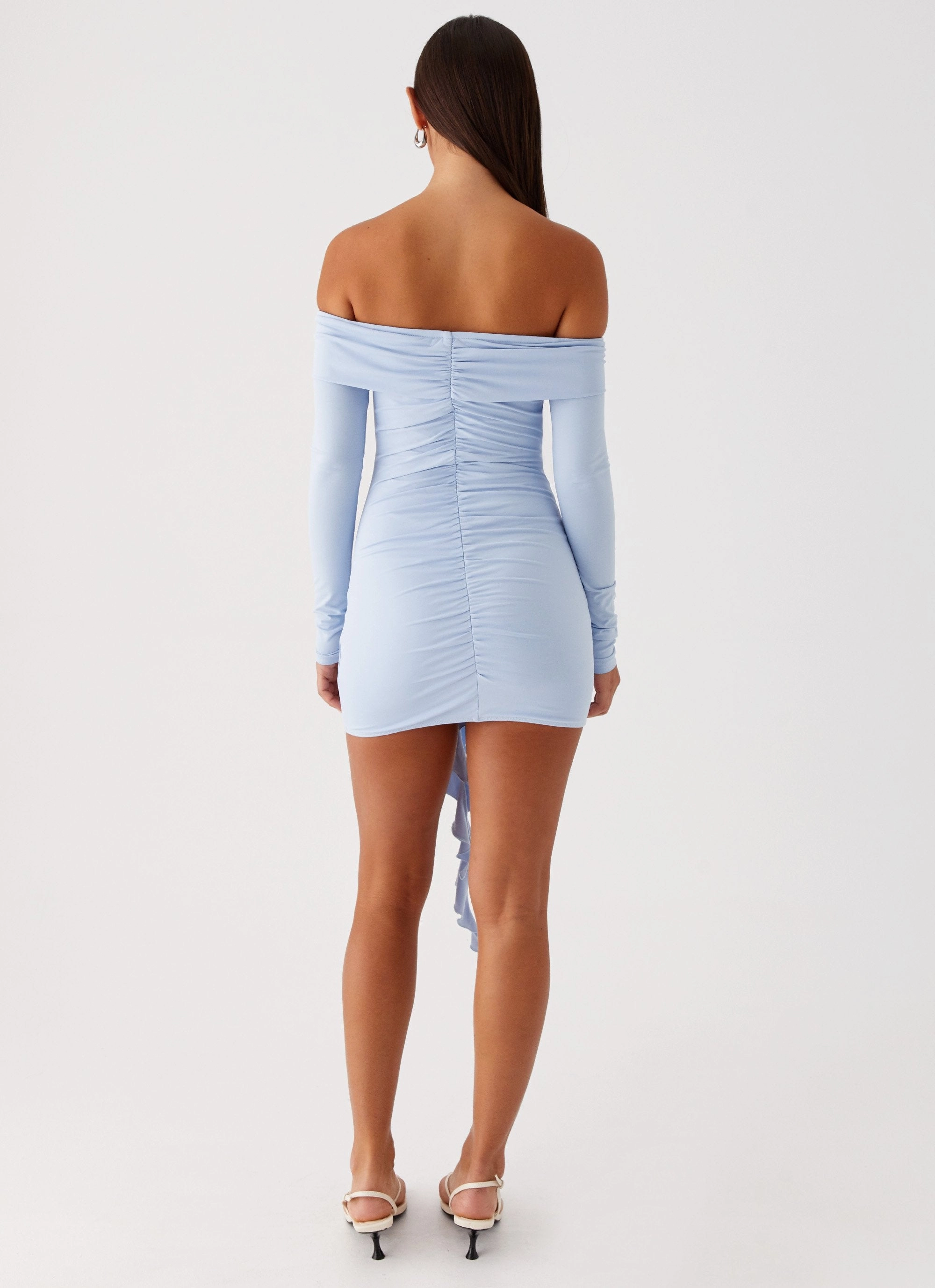 Feminine Fit Draped-Style Aniston Mini Dress - Blue