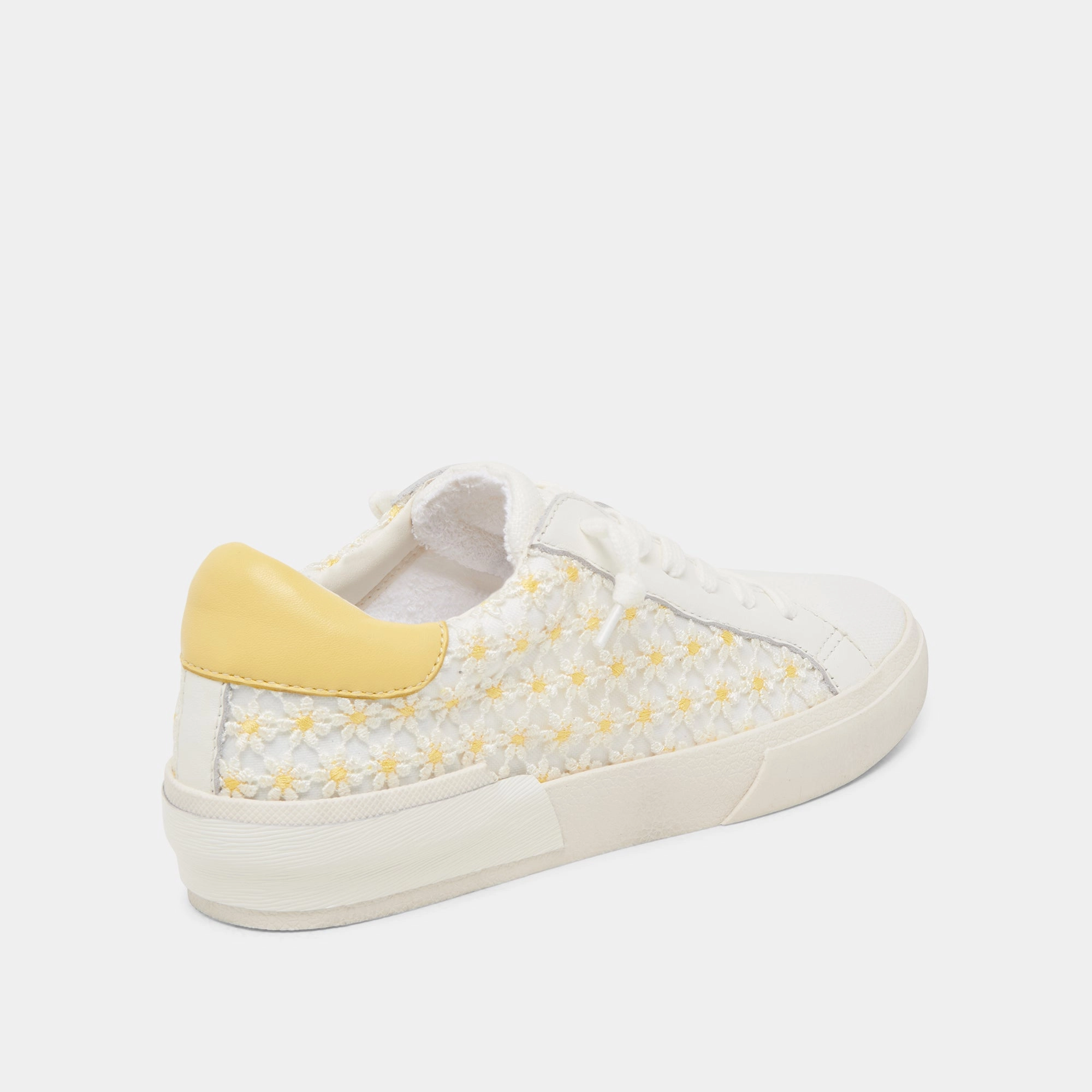 ZINA FLORAL SNEAKERS WHITE YELLOW FLORAL MESH Wide toe box