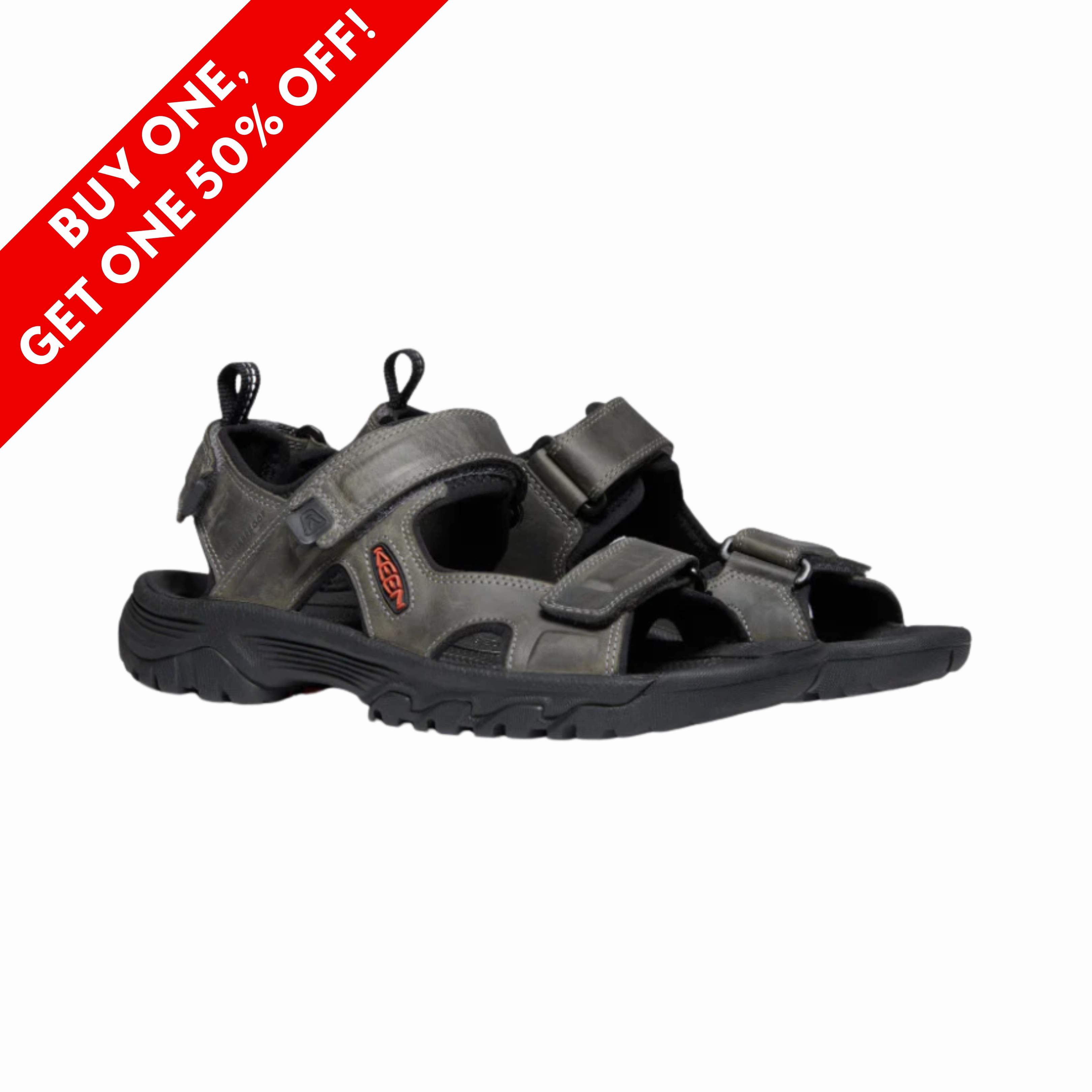 Men's Targhee III Open Toe Sandal - Grey/Black (Regular Width) Standing Comfort Anti Slip Traction